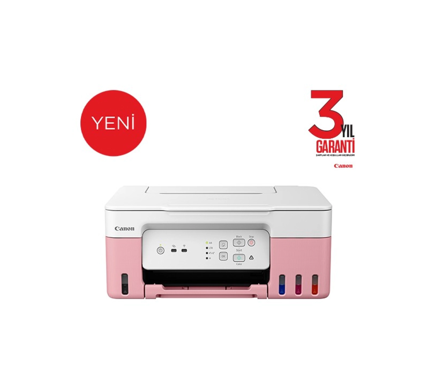 Canon G3430 Wi-Fi + Tarayıcı + Fotokopi Renkli Çok Fonksiyonlu Tanklı Pembe Mürekkep Püskürtmeli Yazıcı - Görsel 2