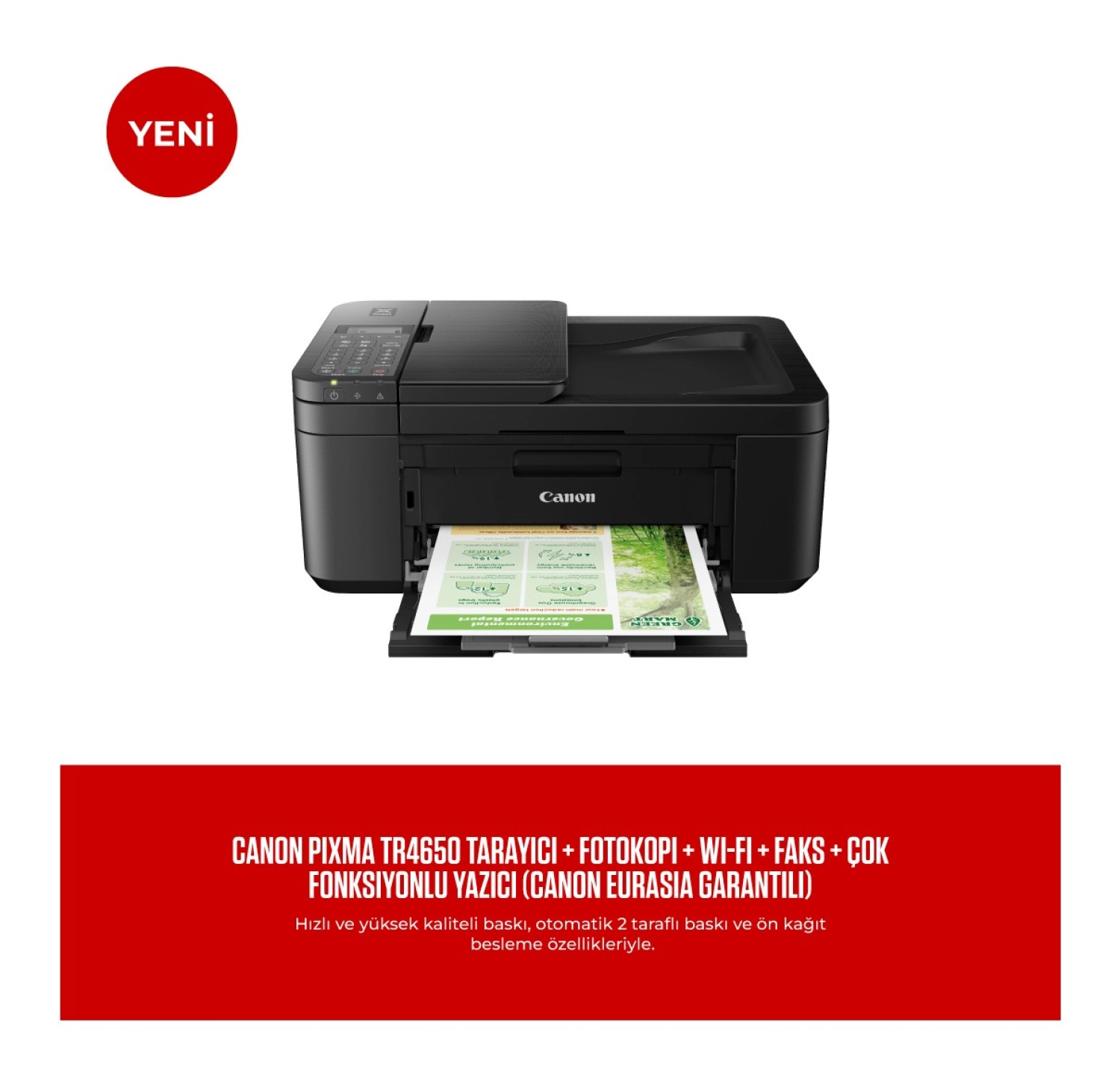 Canon Pixma Tr4650 Tarayıcı + Fotokopi + Wi-Fi + Faks + Çok Fonksiyonlu Yazıcı ürün görseli