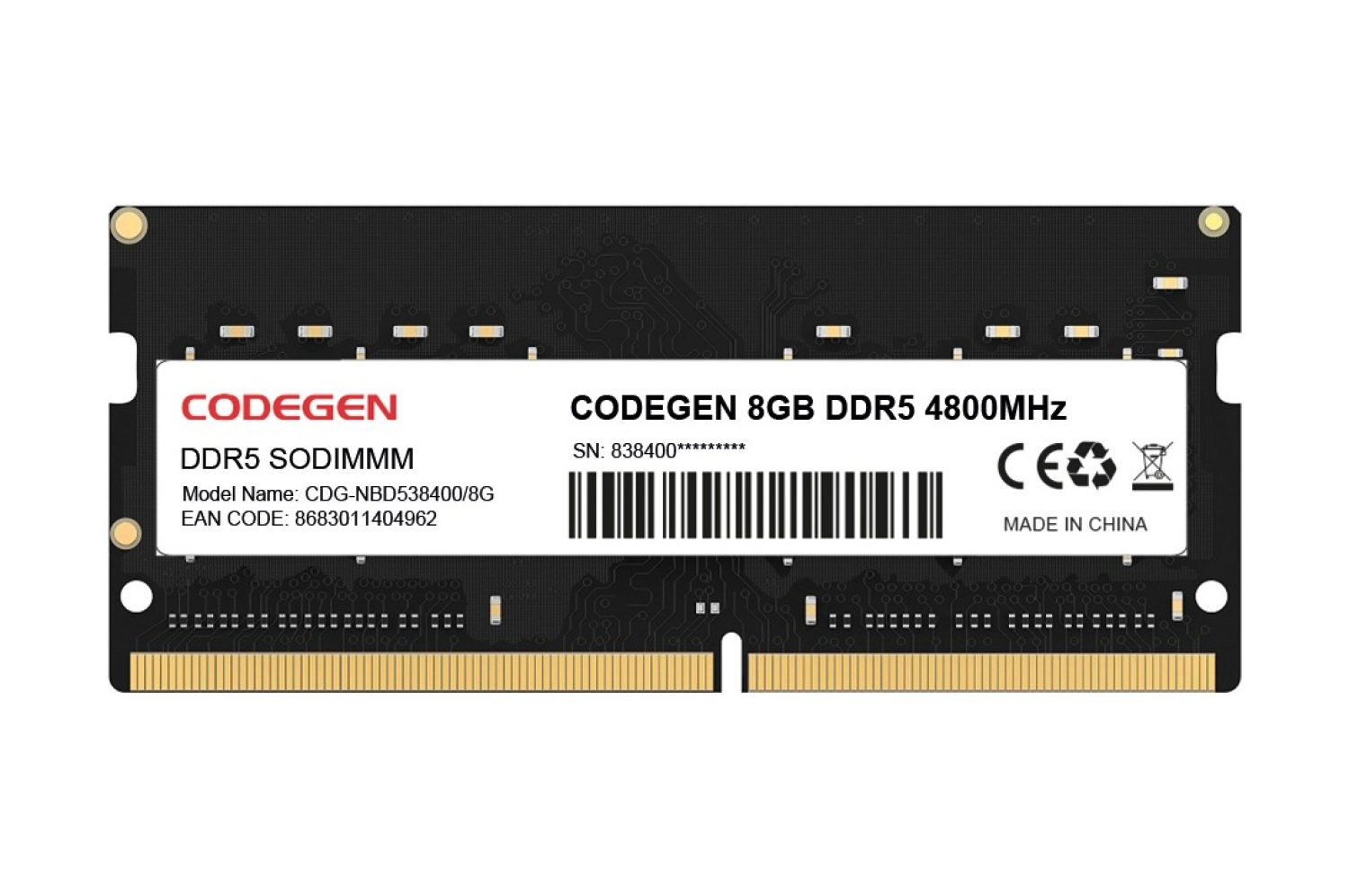 Codegen 8Gb Ddr5 4800Mhz Notebook Ram Cdg-Nbd538400/8G ürün görseli