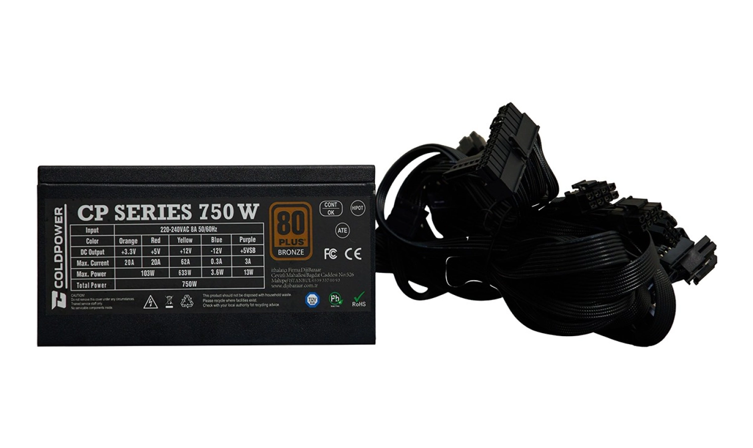Cold Power Coldpower Cp Series 750D 750 Watt 80+ Bronze Güç Kaynağı 750 Watt Psu - Görsel 3