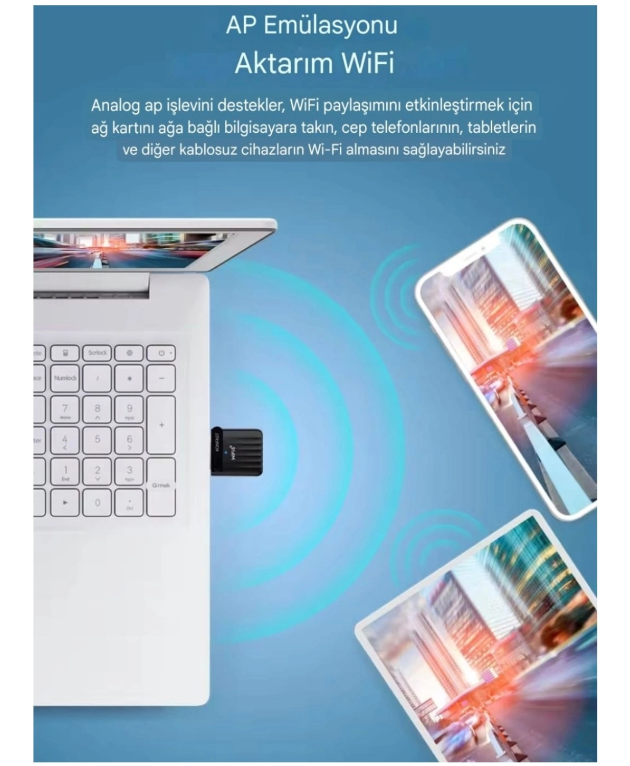 Comfast 941Ax Wifi-6 Mini Wifi Adaptörü Ce Sertifikalı Süper Hızlı Çift Bant 600Mbps/5Ghz/2.4Ghz - Görsel 9