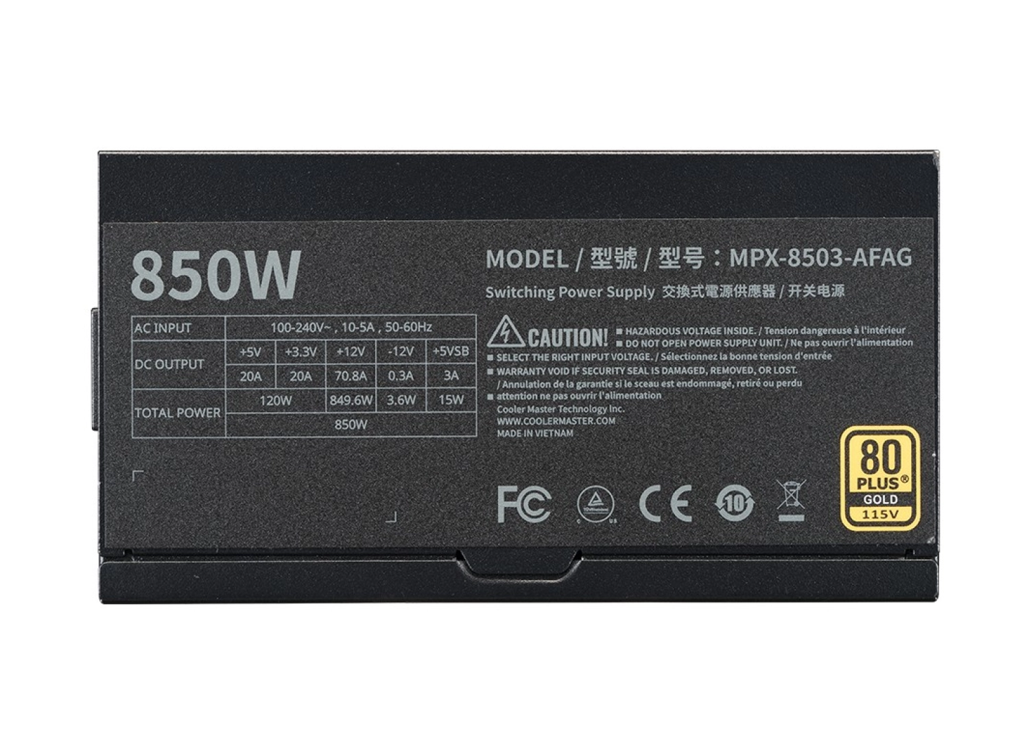 Cooler Master Mwe V3 850W 80+ Gold Full Modüler, Pcıe Gen 5.0, Atx 3.1, 120Mm Fanlı - Görsel 4