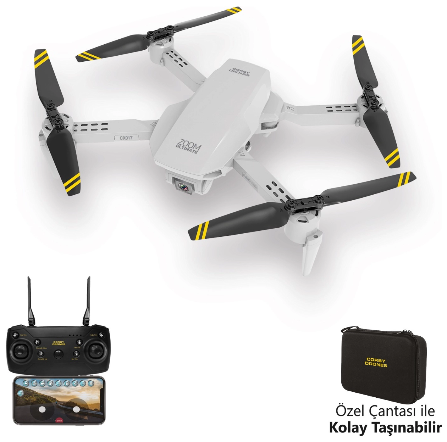 Corby Cx017 Wifi Çift Kameralı Katlanabilir 1080P Drone - Görsel 3