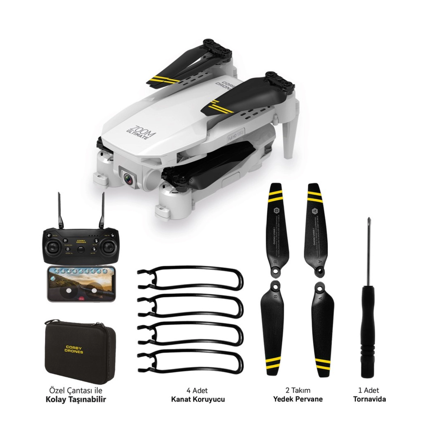 Corby Cx017 Wifi Çift Kameralı Katlanabilir 1080P Drone ürün görseli