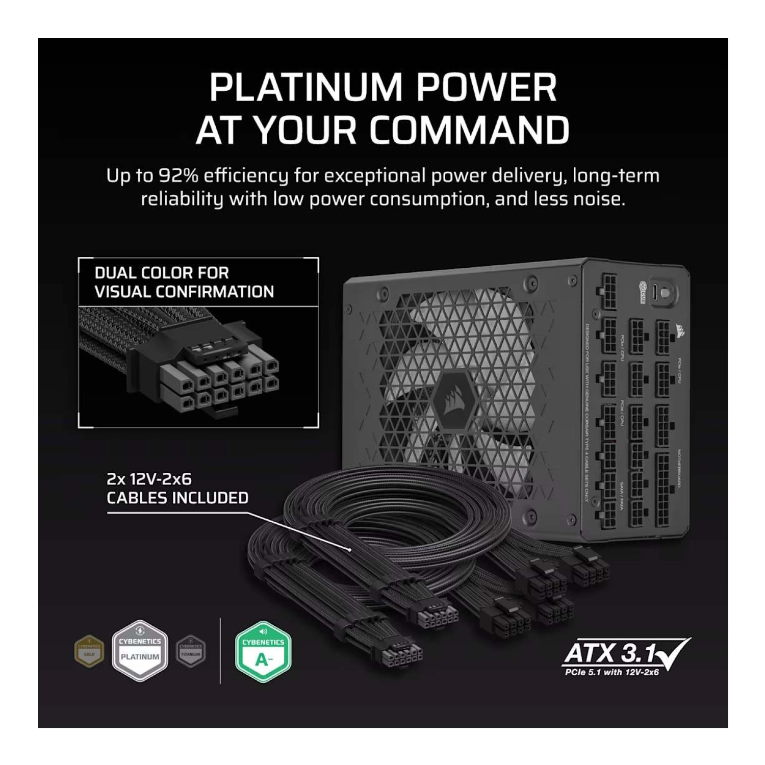 Corsair Hxi Serisi (2025) Hx1500I 1500 Watt 80+ Platinum Tam Modüler Güç Kaynağı (Cp-9020309-Eu) - Görsel 4