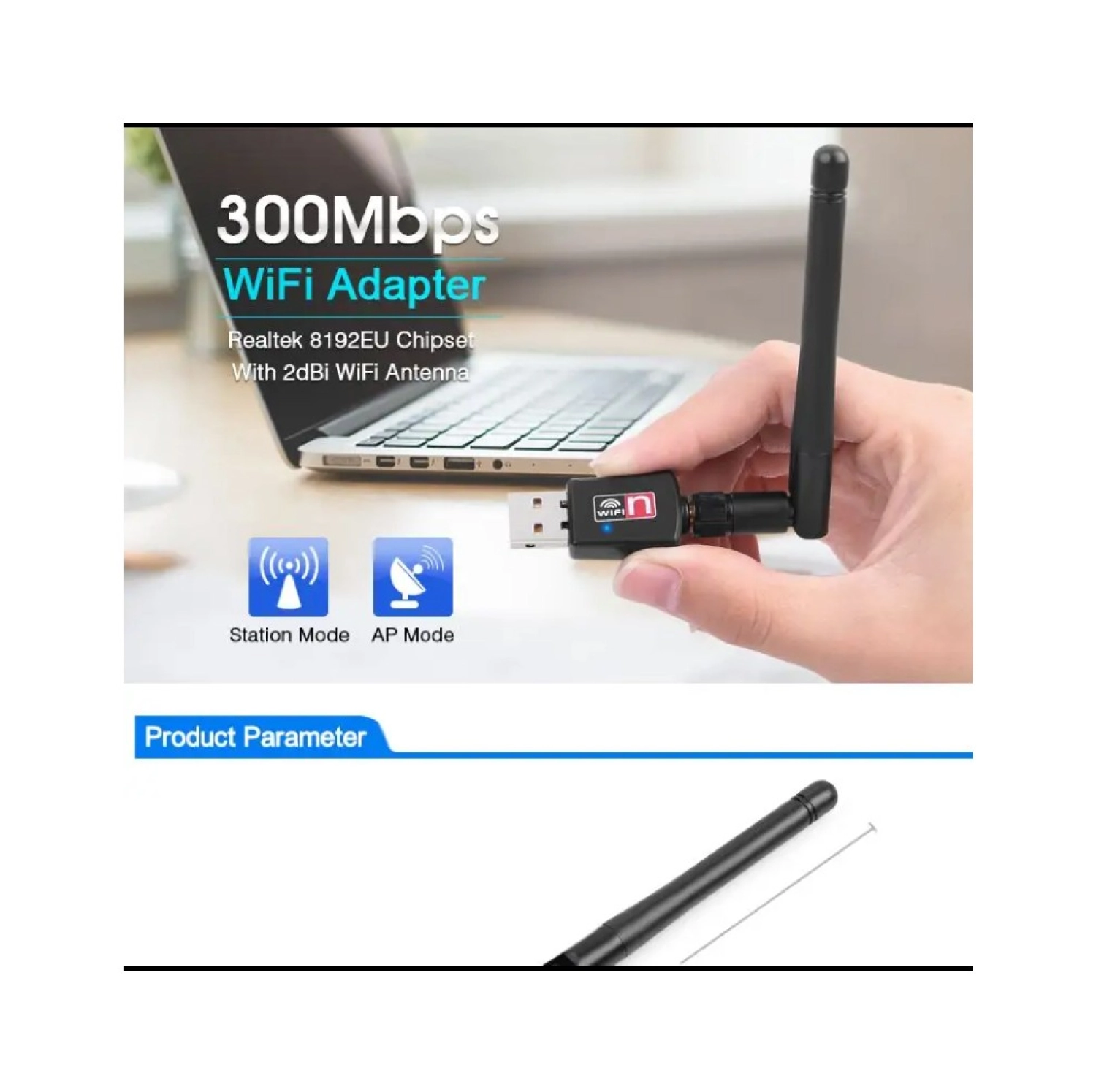 Coverzone Wifi Adaptörü 300Mbps 802.11N/G/B Usb2.0 Masaüstü Dizüstü Pc İçin - Görsel 4