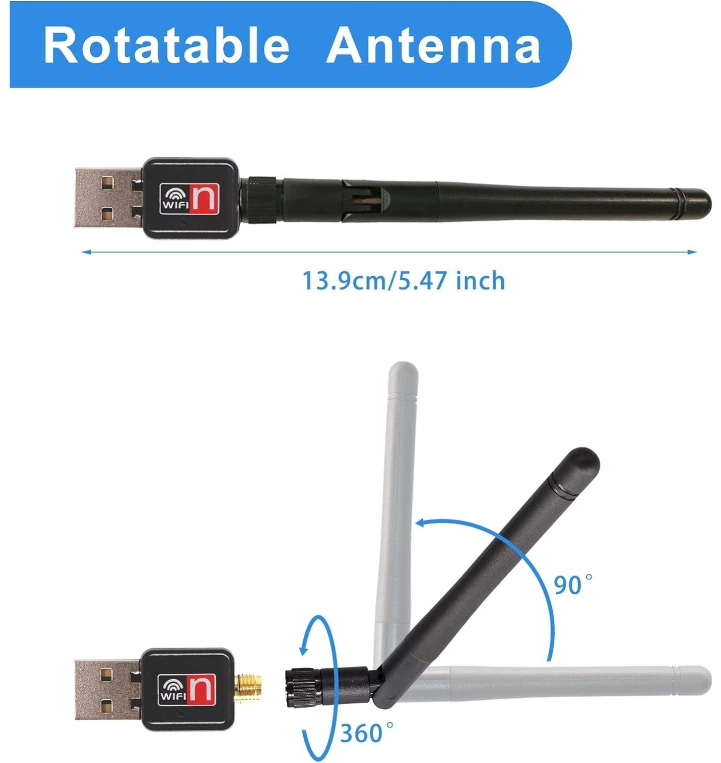 Coverzone Wifi Adaptörü 300Mbps 802.11N/G/B Usb2.0 Masaüstü Dizüstü Pc İçin - Görsel 2