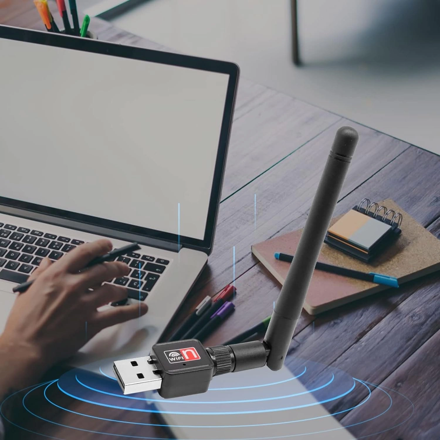 Coverzone Wifi Adaptörü 300Mbps 802.11N/G/B Usb2.0 Masaüstü Dizüstü Pc İçin - Görsel 3