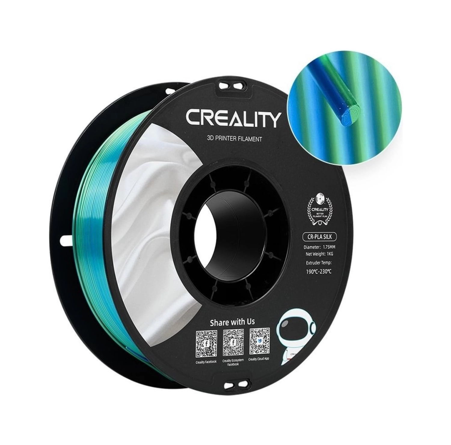 Creality Cr-Silk Pla 1,75Mm 3D Filament - Mavi Yeşil ürün görseli