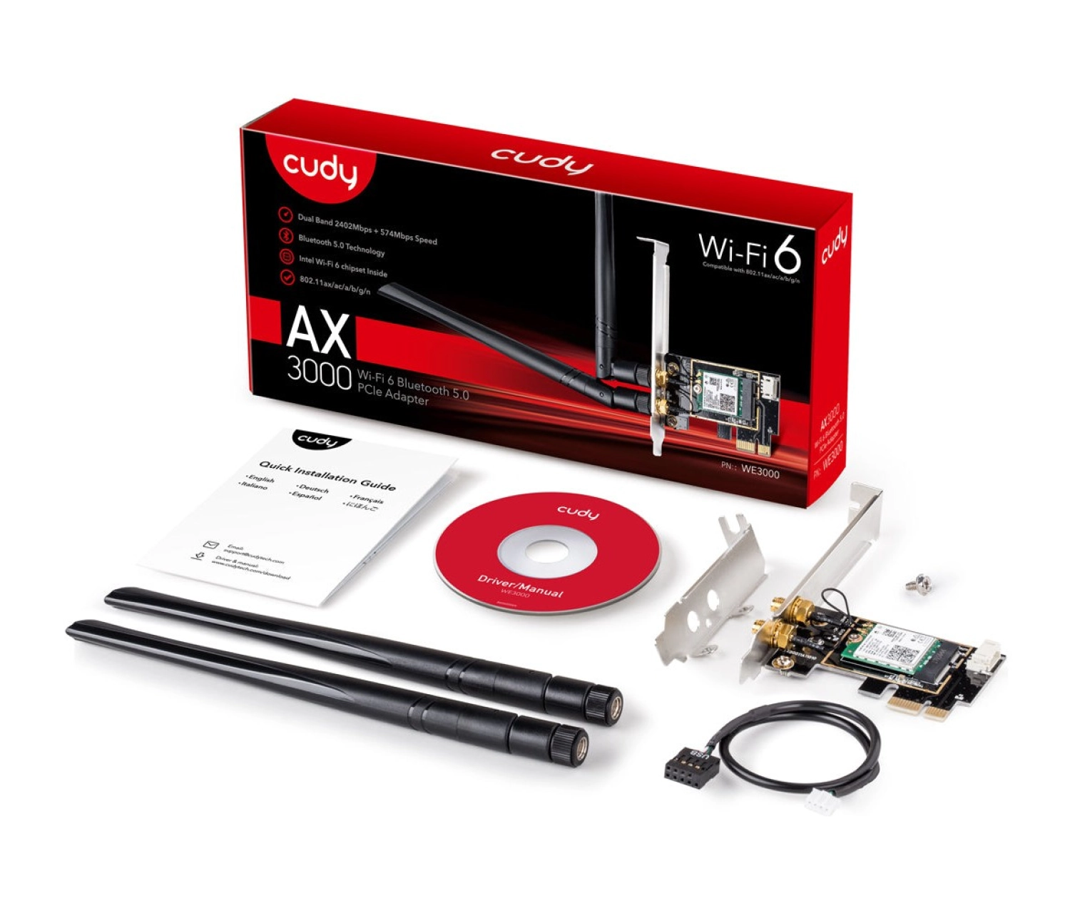 Cudy We3000 Ax3000Mbps 2.4Ghz/5Ghz 2*5Dbi Anten Bt5.2 Mu-Mımo Kablosuz Wi-Fi 6 Pcıe Adaptör - Görsel 5