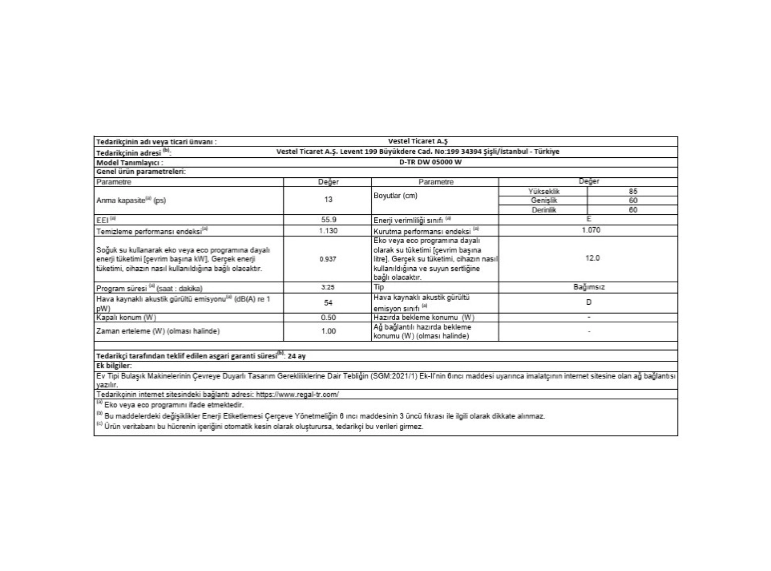 Daewoo D-Tr Dw 05000 W 5 Program Bulaşık Makinesi - Görsel 6