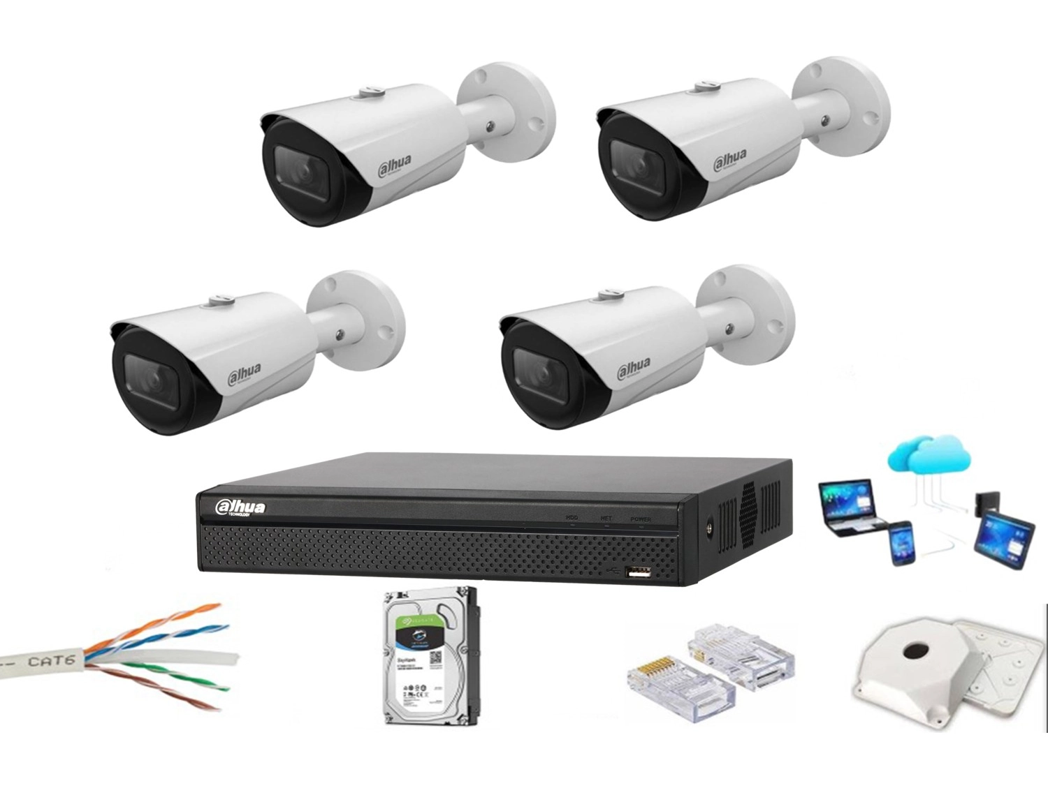 Dahua 4 Kameralı 2 Mp Starlight Ip Güvenlik Kamera Seti ürün görseli