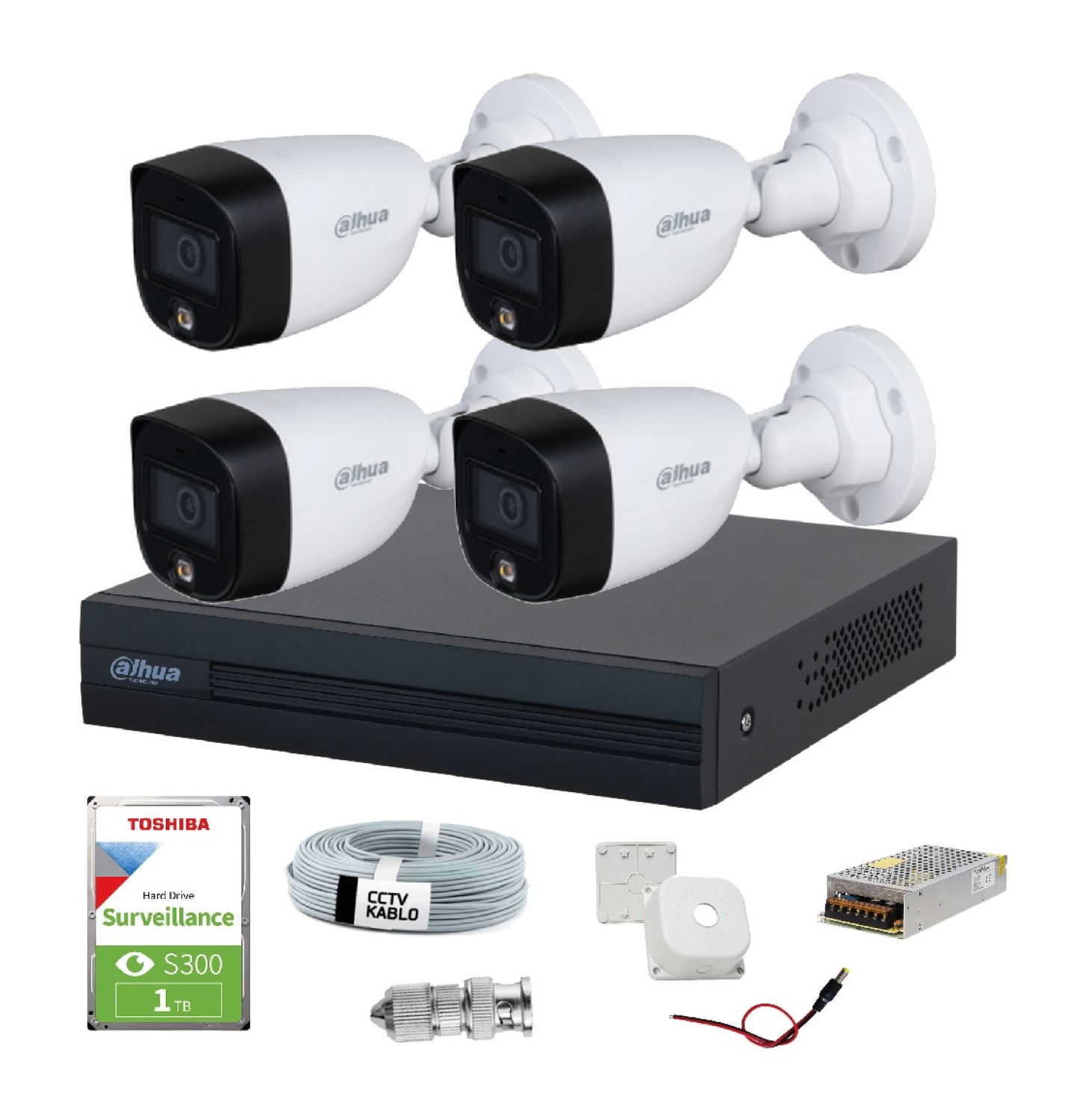 Dahua 4 Kameralı Renkli Gece Görüşlü Güvenlik Kamera Seti ürün görseli
