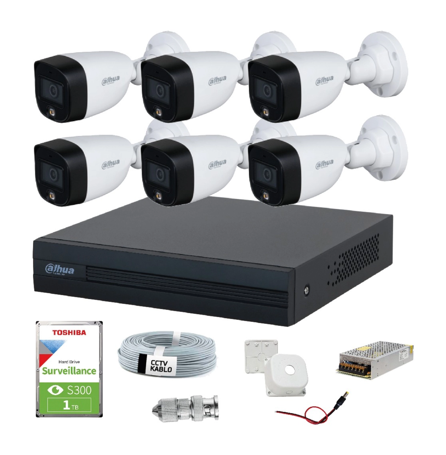 Dahua 6 Kameralı Renkli Gece Görüşlü Güvenlik Kamera Seti ürün görseli