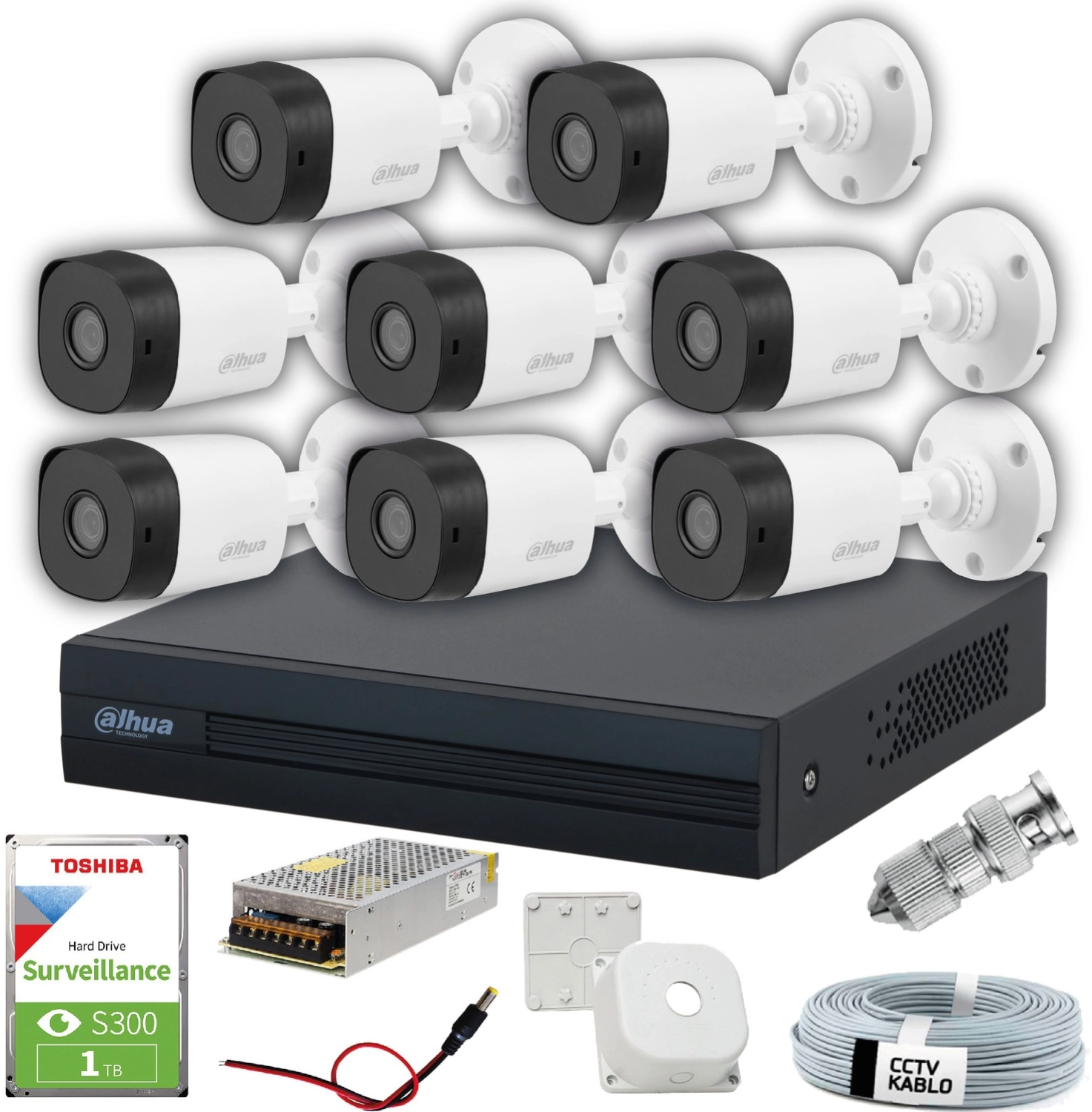 Dahua 8 Kameralı 20 Metre Gece Görüşlü Güvenlik Kamera Seti ürün görseli
