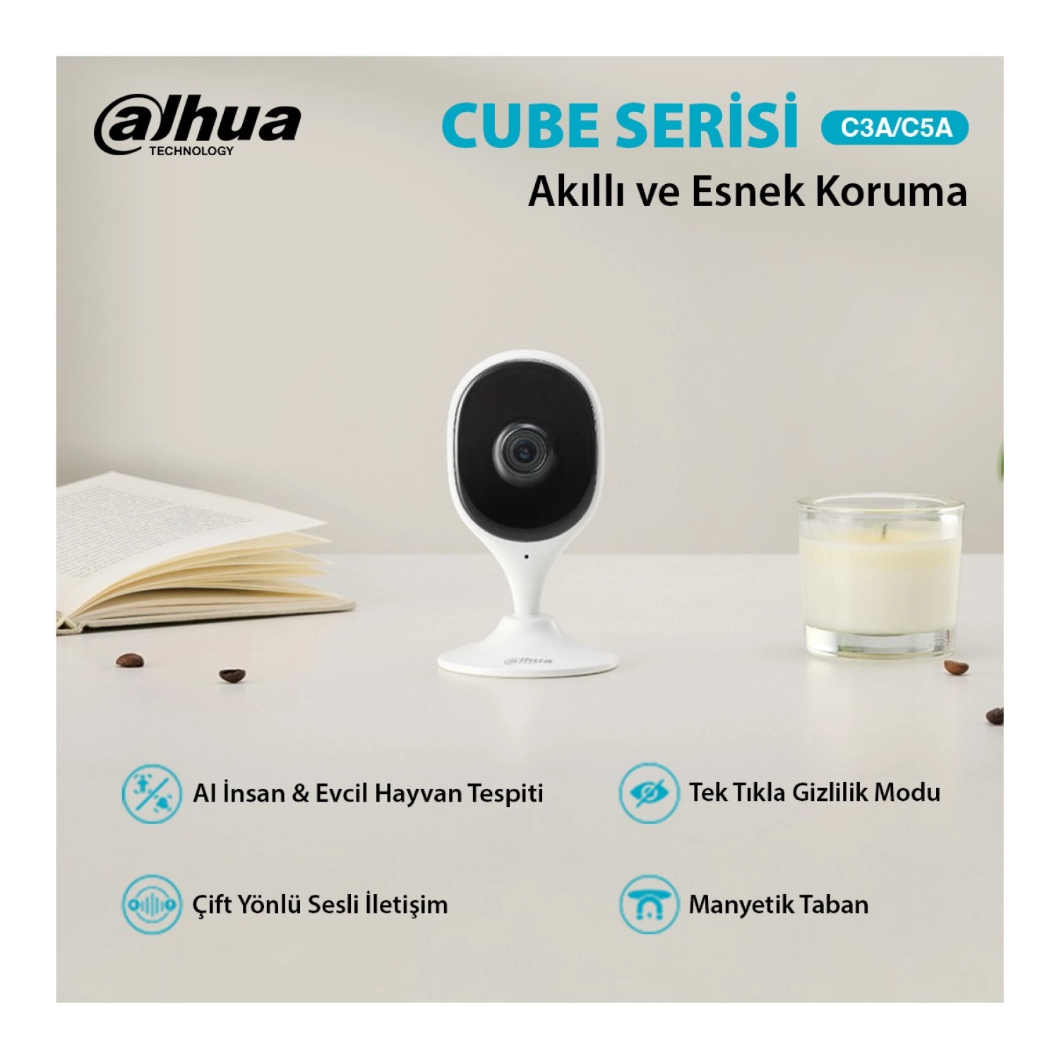 Dahua Dh-C3A 3Mp 10M Ir Wifi Iç Mekan Cube Ip Kamera - Görsel 2