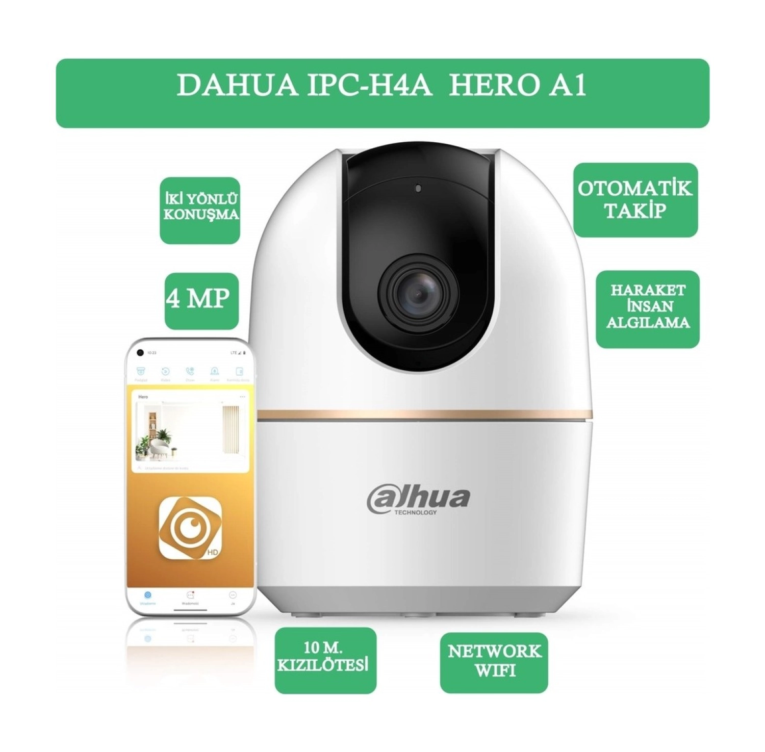 Dahua Dh- H4A 4Mp 3. 6Mm 10M Ir Wifi Pan/ Tılt Ip Kamera ürün görseli
