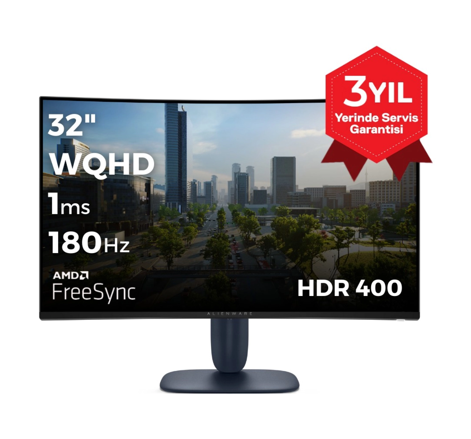 Dell Alienware Aw3225Dm 32 2560X1440 Wqhd 180Hz 1Ms Hdmi Dp Hdr 400 Freesync Curved Gaming Monitör ürün görseli