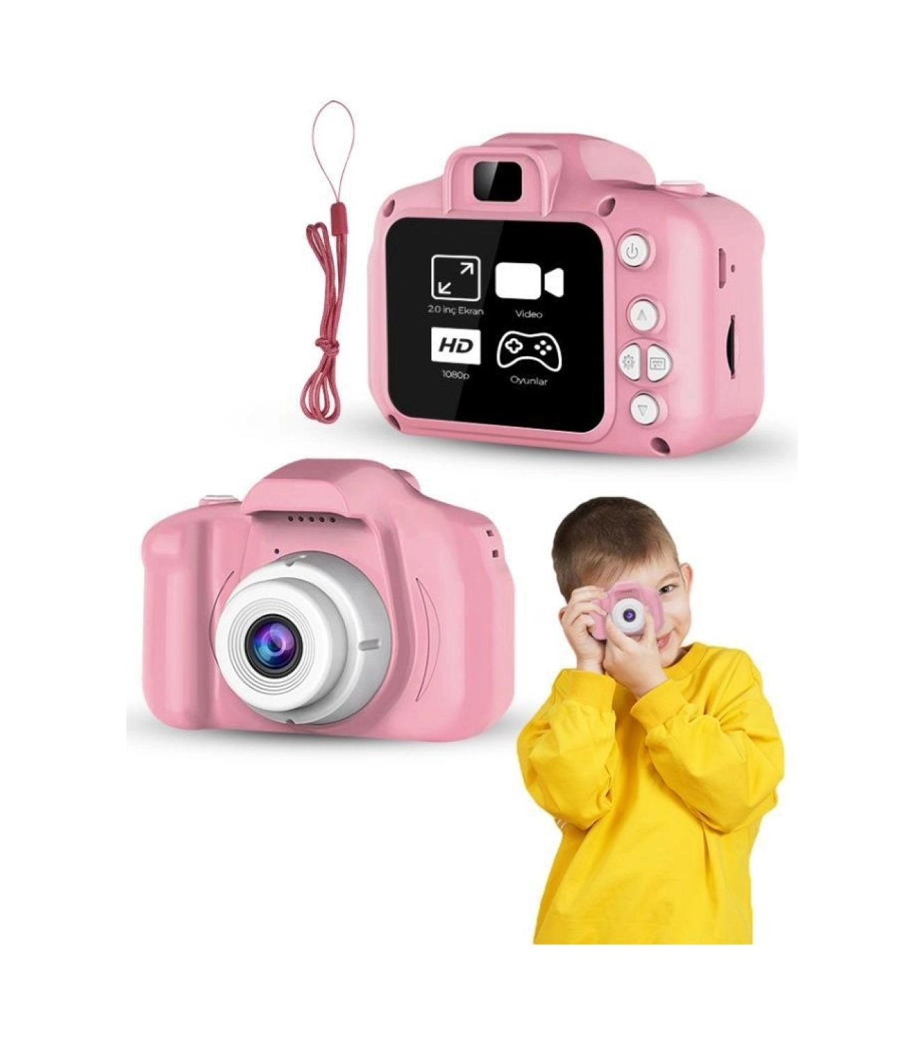 Dempower Çocuk Mini Dijital Fotoğraf Makinesi 1080P Hd Pembe ürün görseli