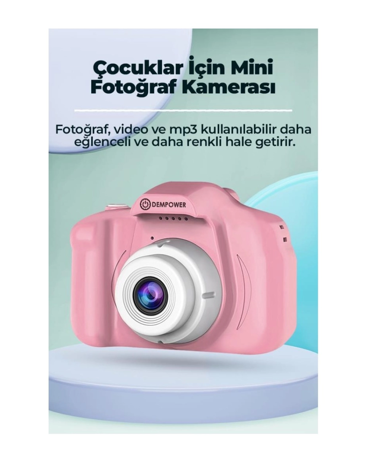 Dempower Çocuk Mini Dijital Fotoğraf Makinesi 1080P Hd Pembe - Görsel 2