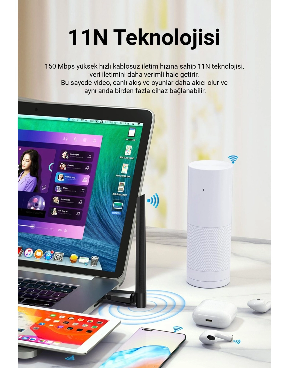 Dm Ad081 150 Mbps Usb Wireless Adaptör Wifi Alıcı Verici Access Point - Görsel 3