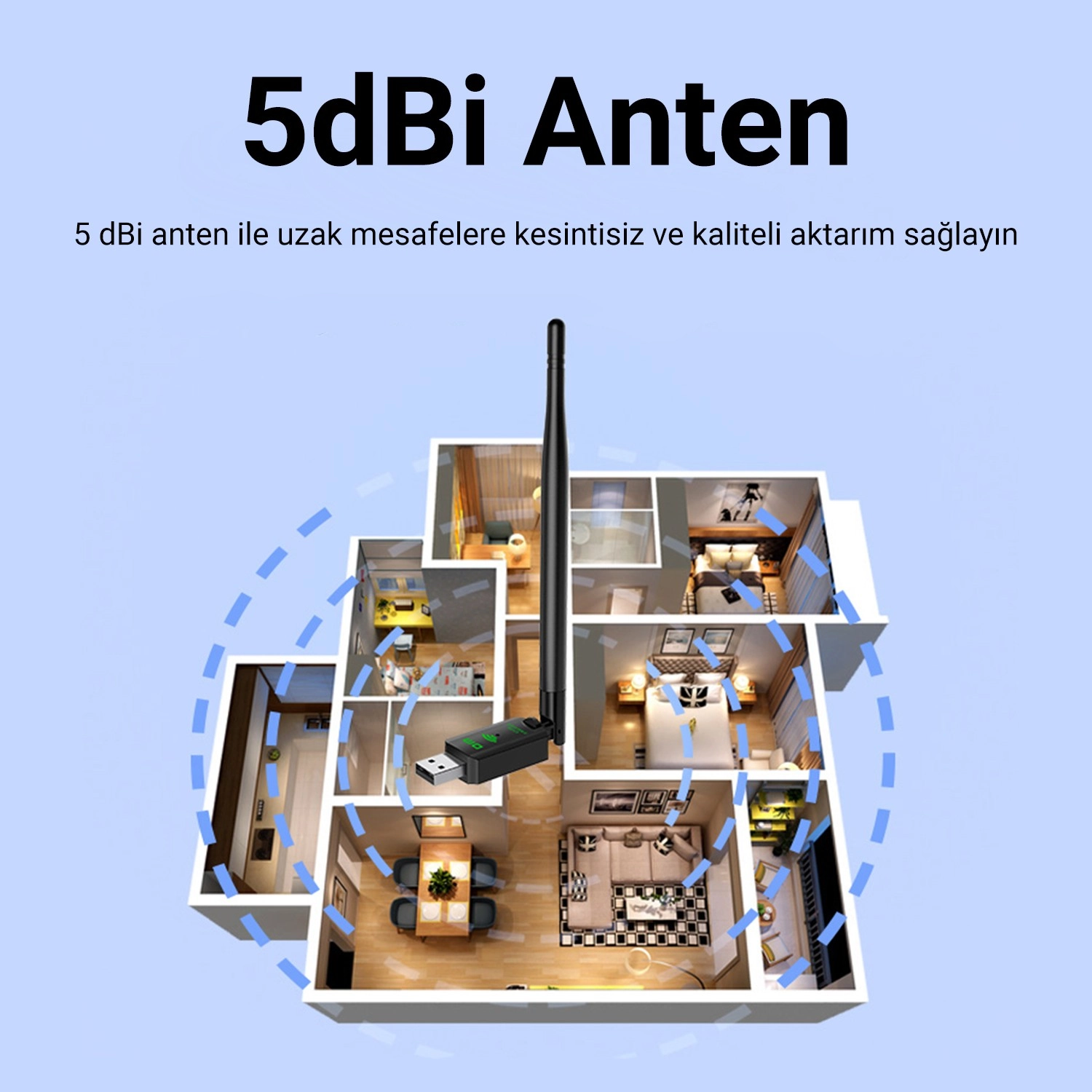 Dm Ad083 650 Mbps Usb Wireless Adaptör Wifi Alıcı Verici Access Point - Görsel 4