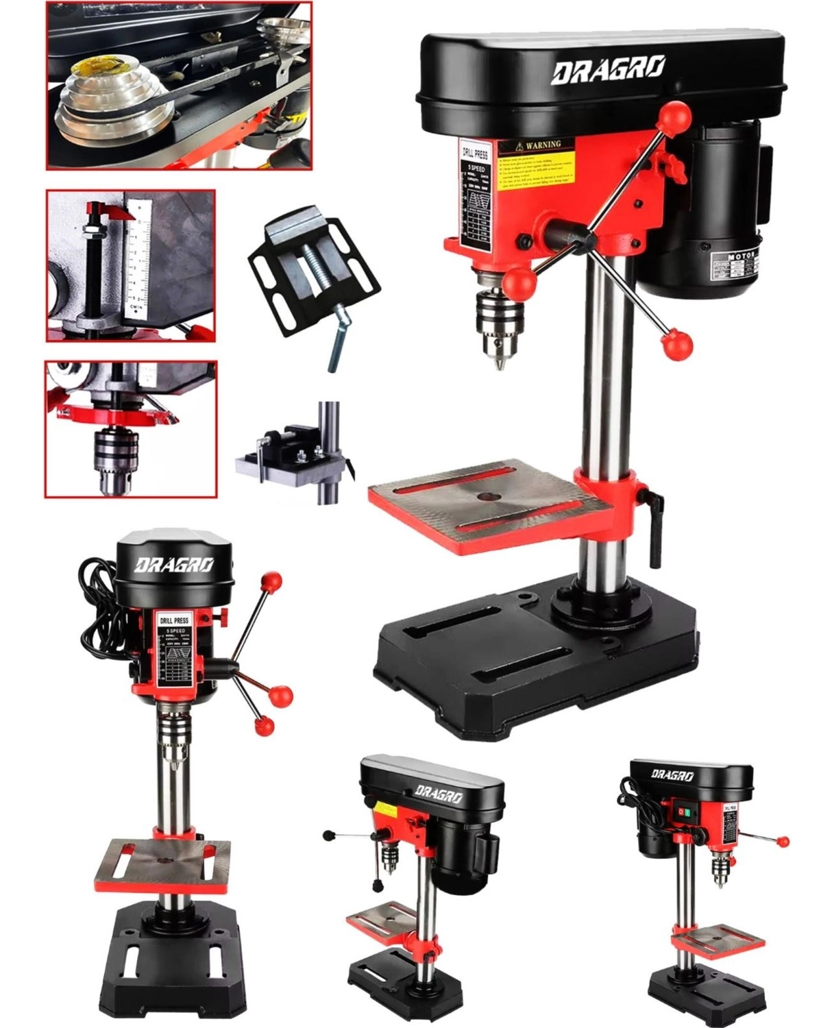 Dragro Alman Easy Series 13 Mm Sütunlu Matkap Bakır Sargı 500 W Mengene Hediyeli K ürün görseli