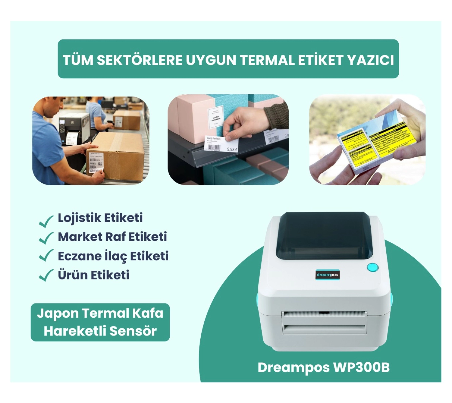 Dreampos Wp300B Barkod Etiket Yazıcı - Görsel 2