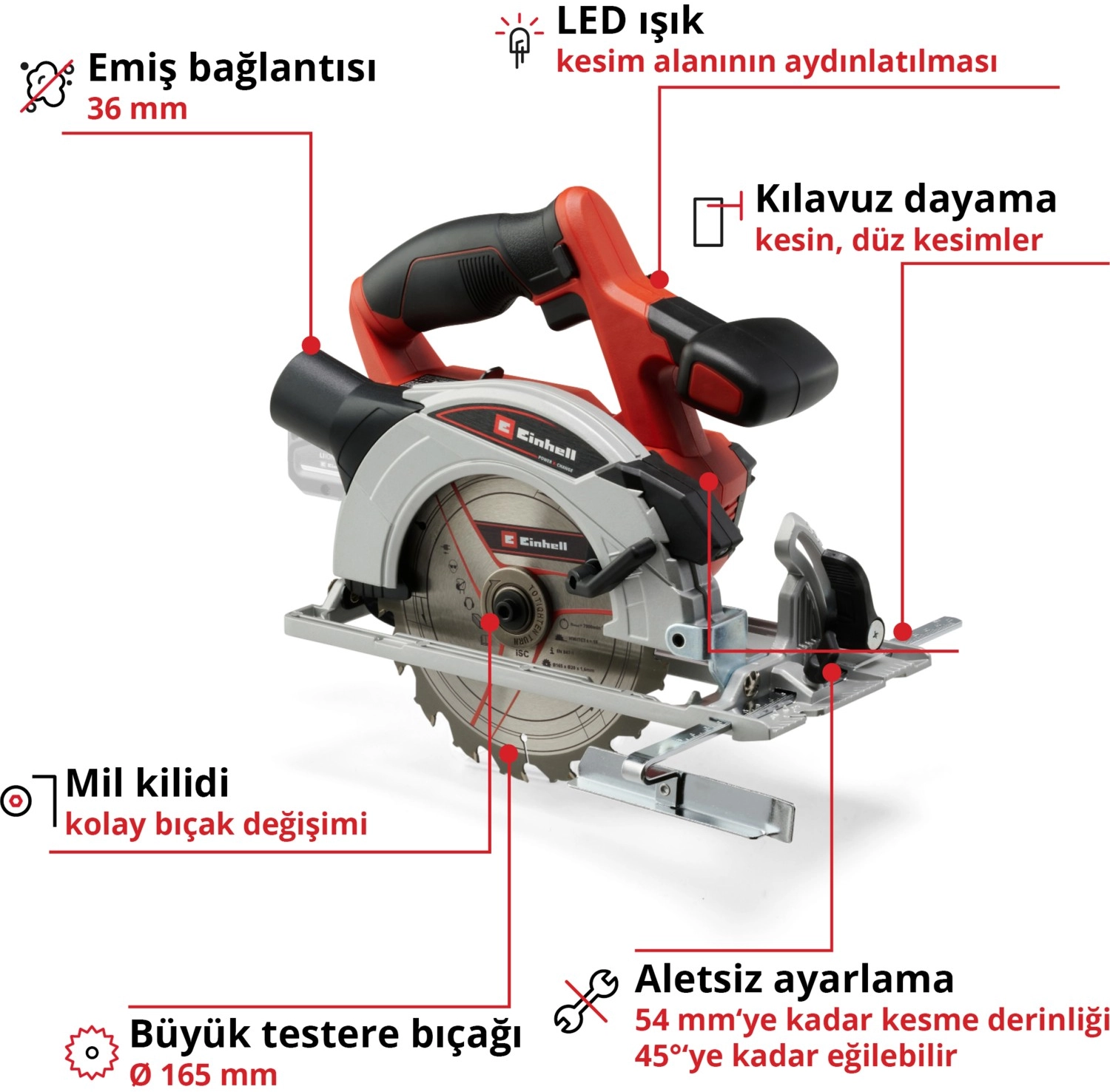 Einhell Akülü Daire Testere Te-Cs 18/165-1 - Görsel 4