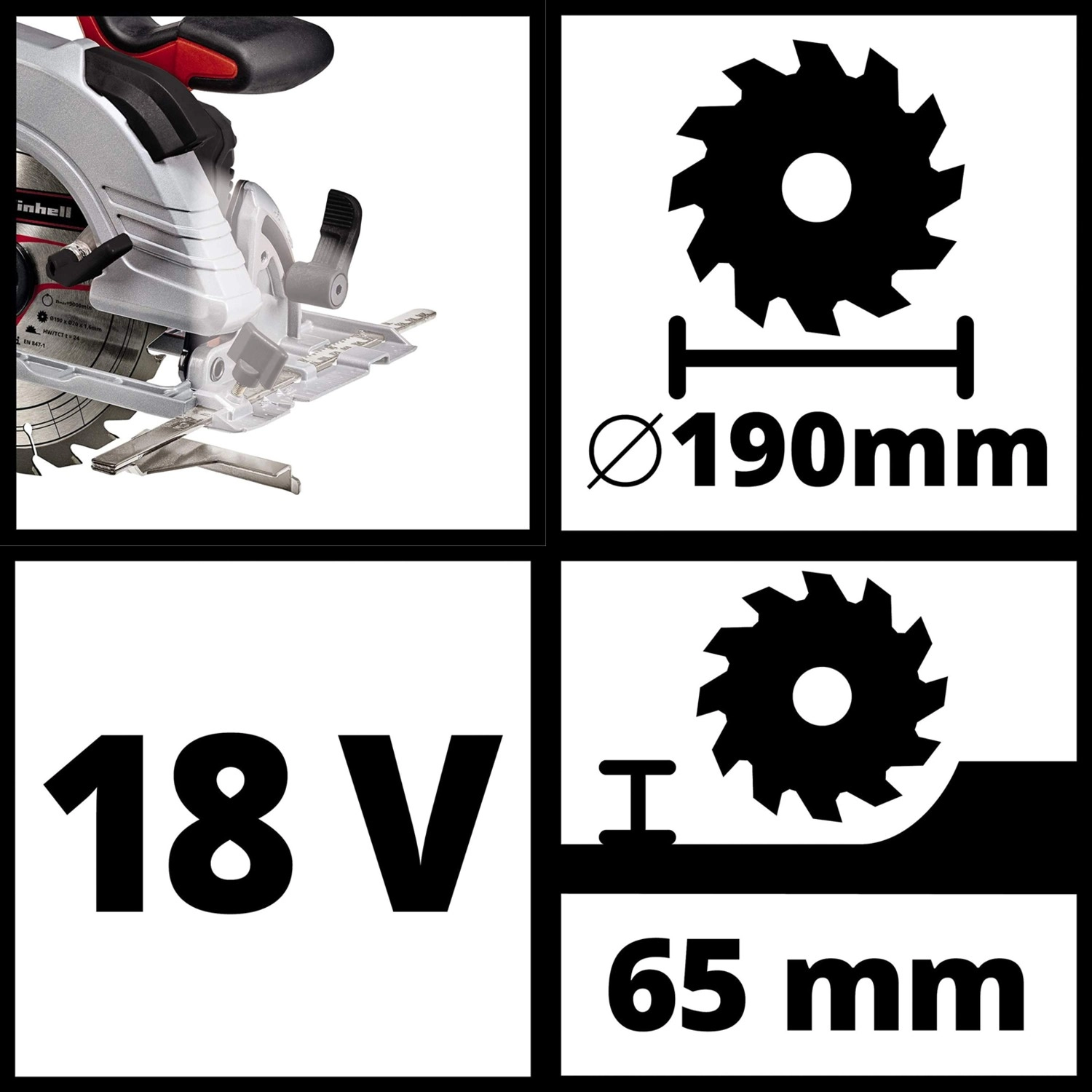 Einhell Te-Cs 18/190 Li Bl Kömürsüz Sunta Kesme Testeresi - 18V 5.2Ah Tek Akülü - Görsel 3