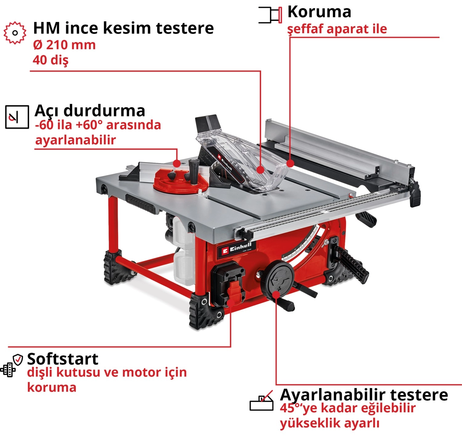 Einhell Te-Ts 36/210 Li-Solo Power X-Change Akülü Tezgah Testeresi - Görsel 3