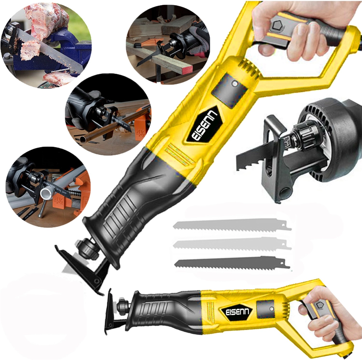 Eisenn Alman 4800 W Professıonel Metal Ahşap Yutong Kasap Kemik Kesim Makinası + Hediye Testere - Görsel 2