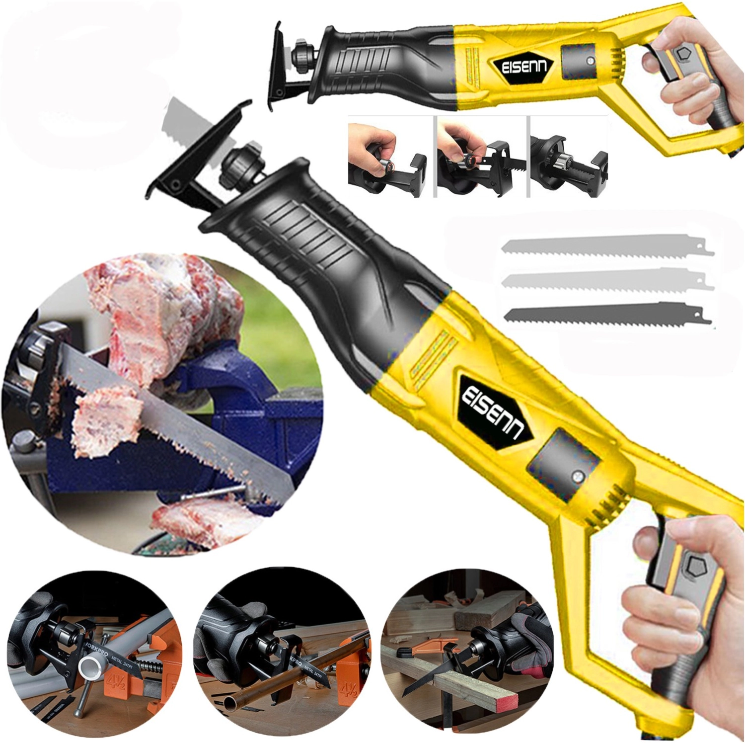 Eisenn Alman 4800 W Professıonel Metal Ahşap Yutong Kasap Kemik Kesim Makinası + Hediye Testere ürün görseli