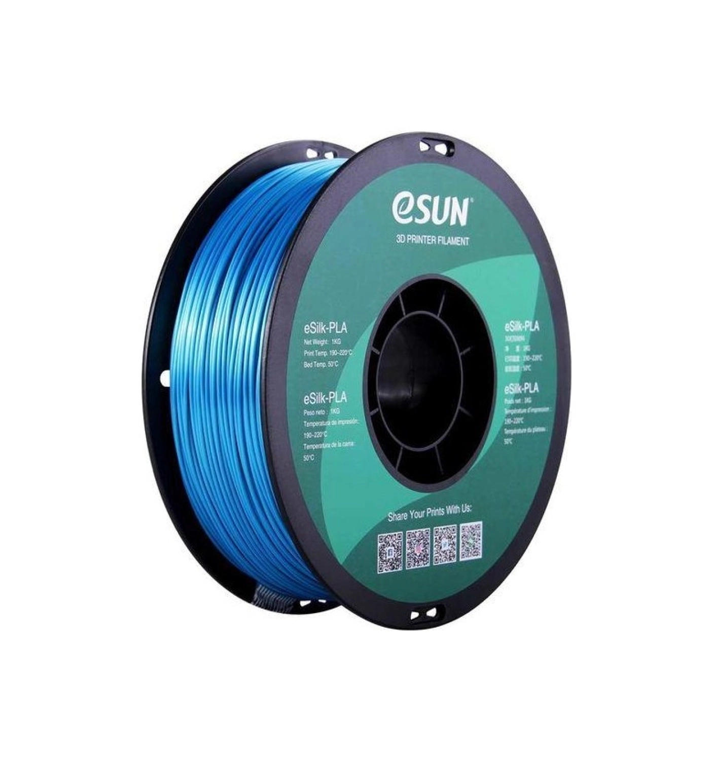 Esun Esilk 1.75Mm Parlak Yüzeyli Camgöbeği Filament - Cyan ürün görseli