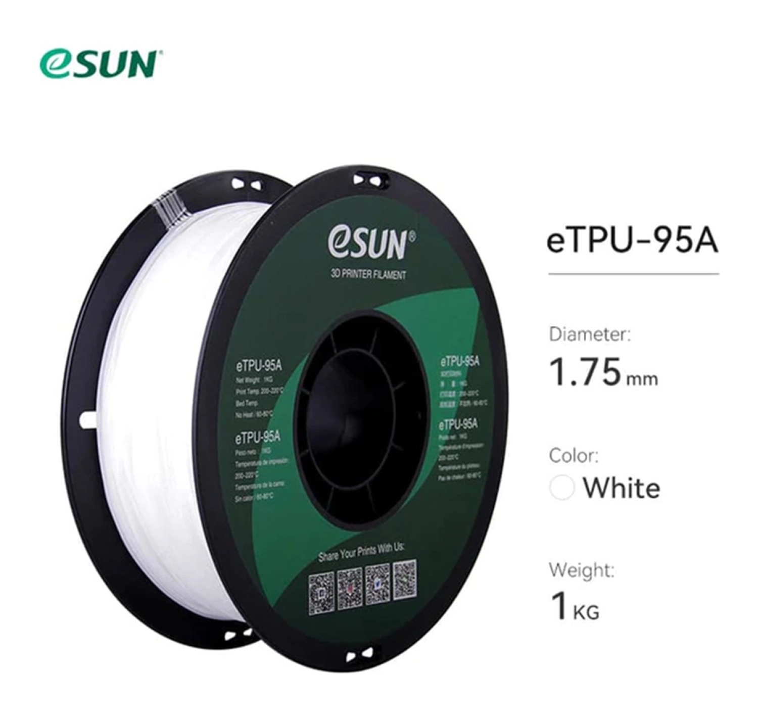 Esun Etpu-95A Filament Beyaz ürün görseli