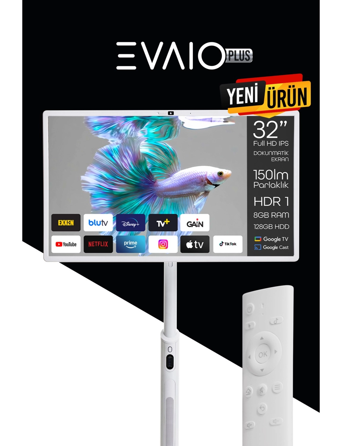 Evai̇o Plus 32 Inç 80 Ekran Full Hd Taşınabilir Android Smart Led Ekran ürün görseli