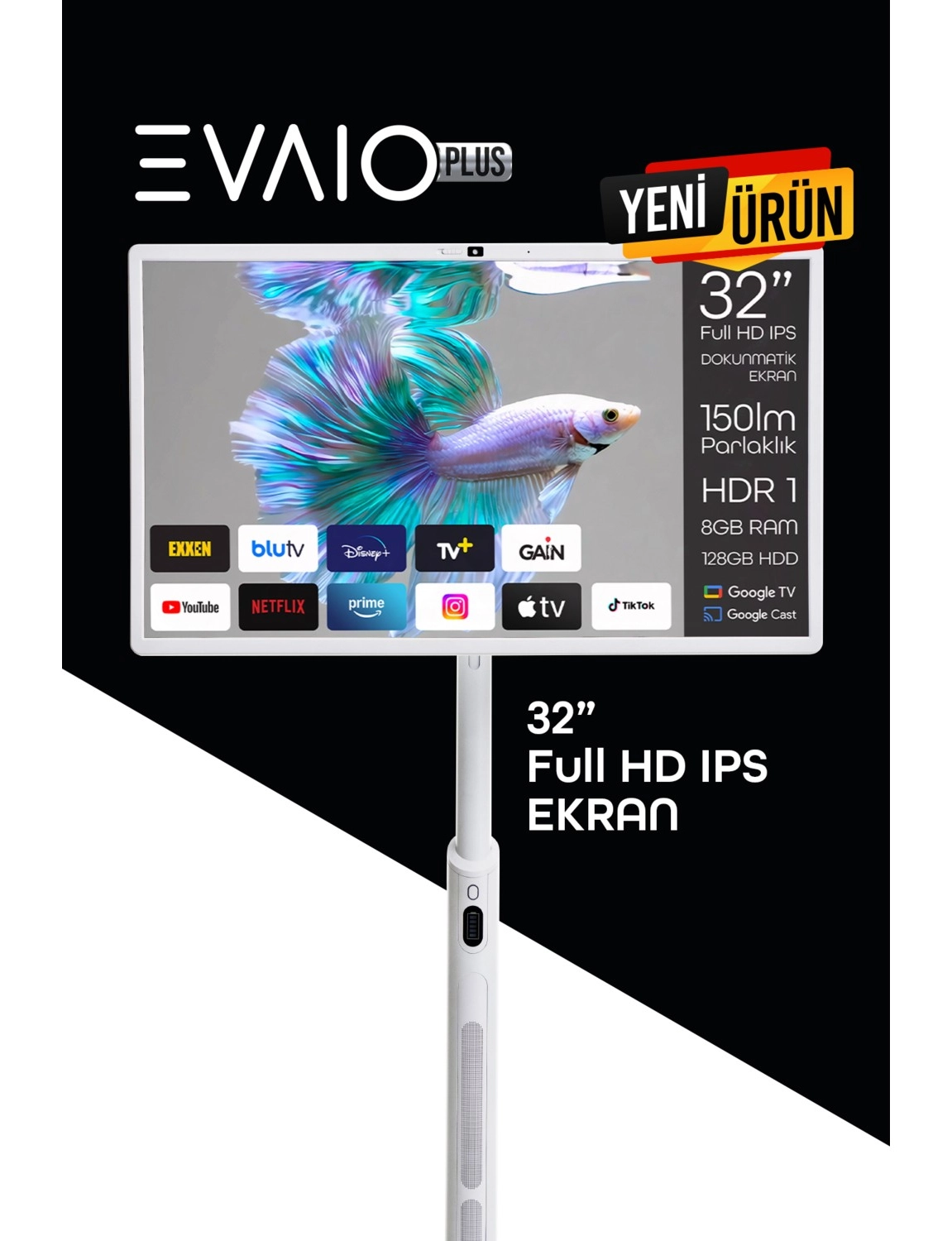 Evai̇o Plus 32 Inç 80 Ekran Full Hd Taşınabilir Android Smart Led Ekran - Görsel 10