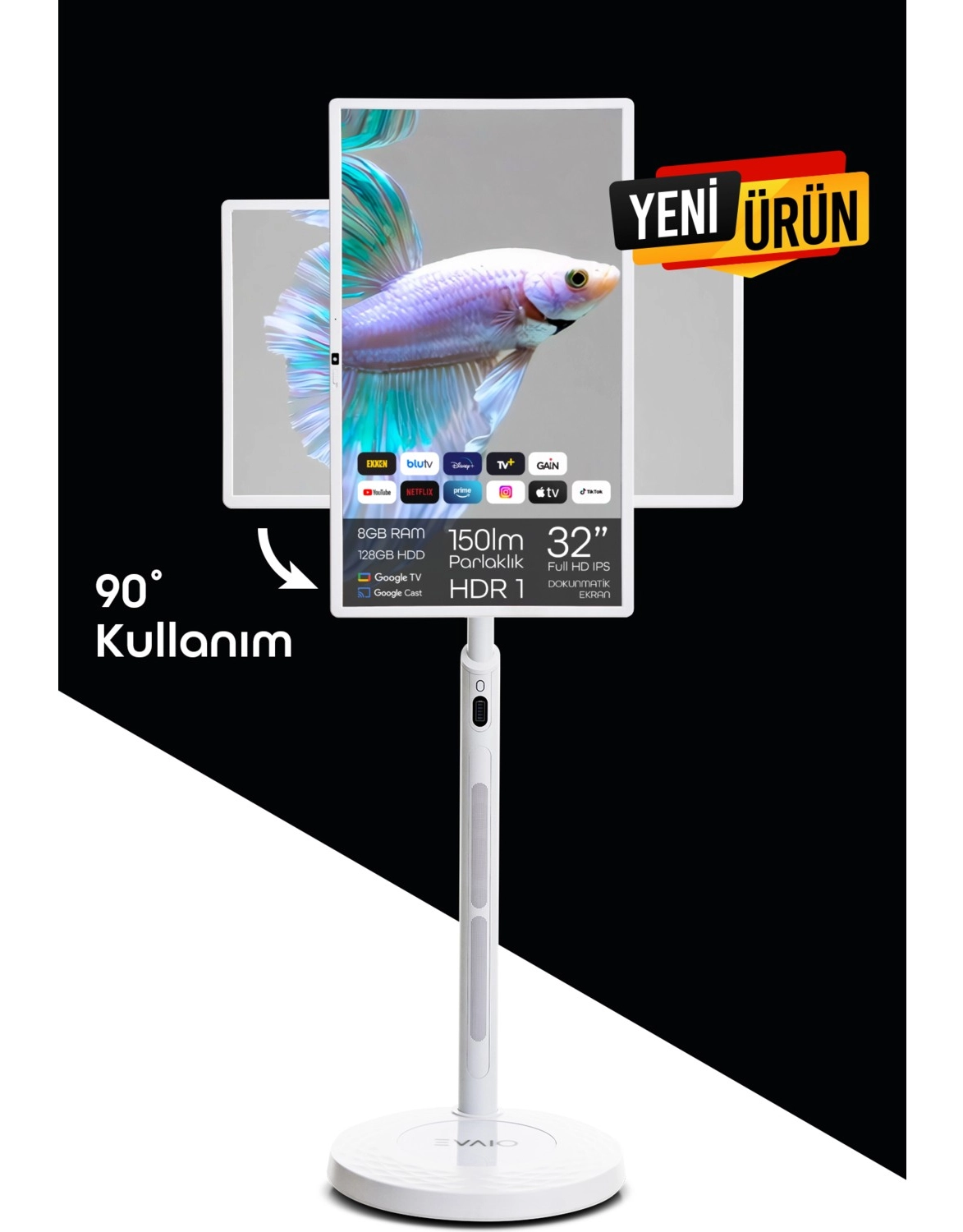 Evai̇o Plus 32 Inç 80 Ekran Full Hd Taşınabilir Android Smart Led Ekran - Görsel 8