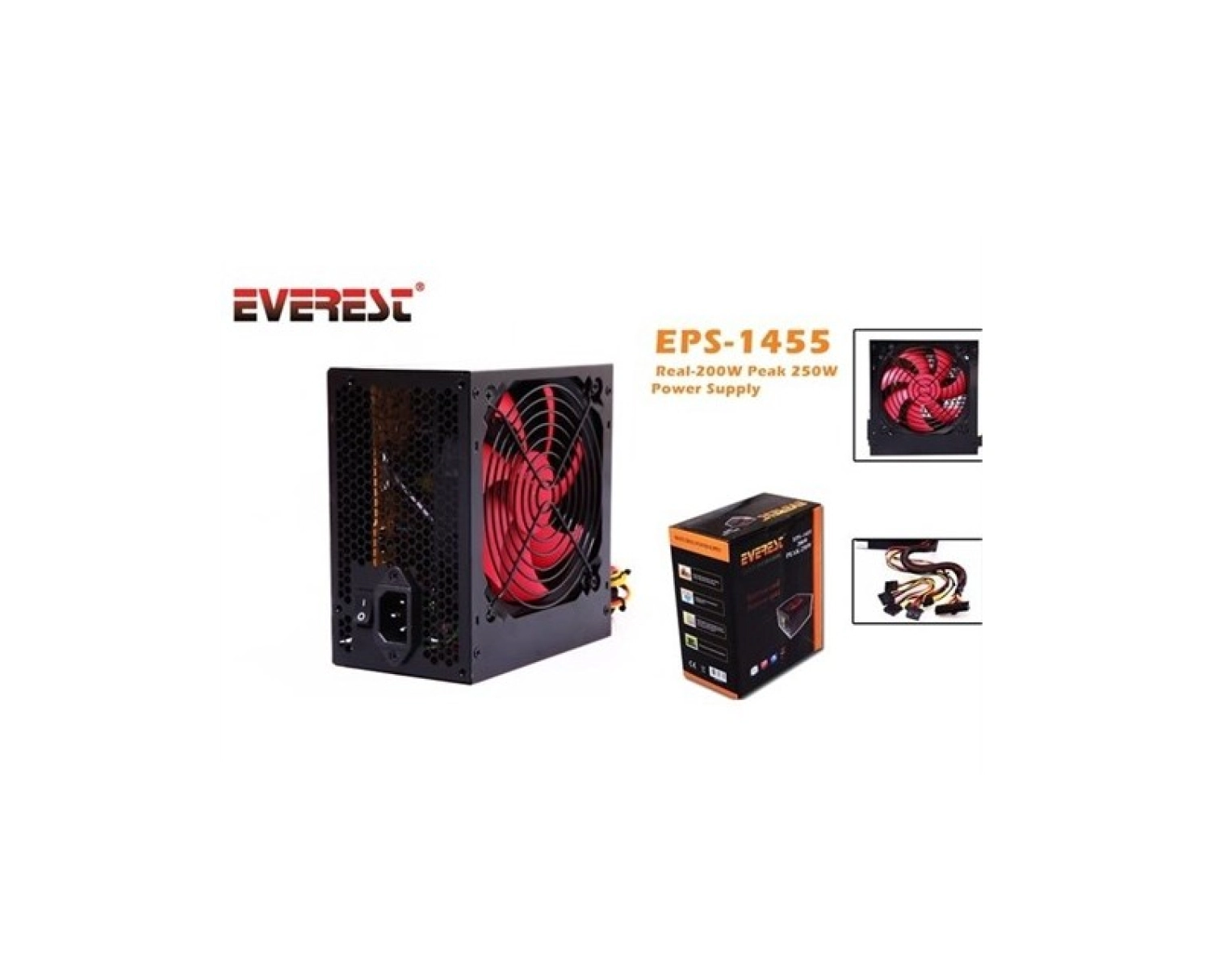 Everest Eps-1455 Peak-250W 12Cm Fanlı Sata Power Supply - Görsel 3