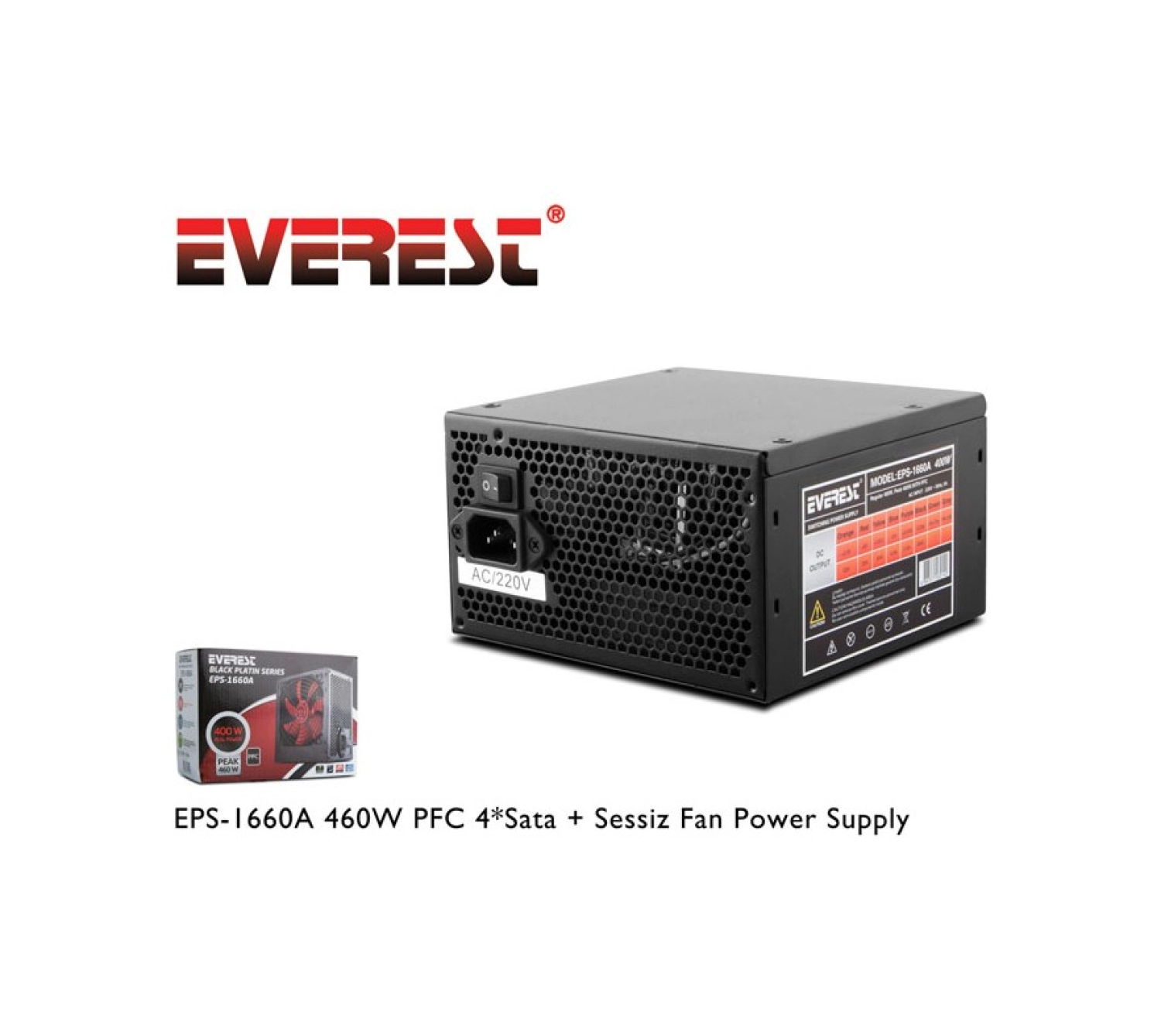 Everest Eps-1660A 460W Pfc 4*Sata Power Supply - Görsel 4