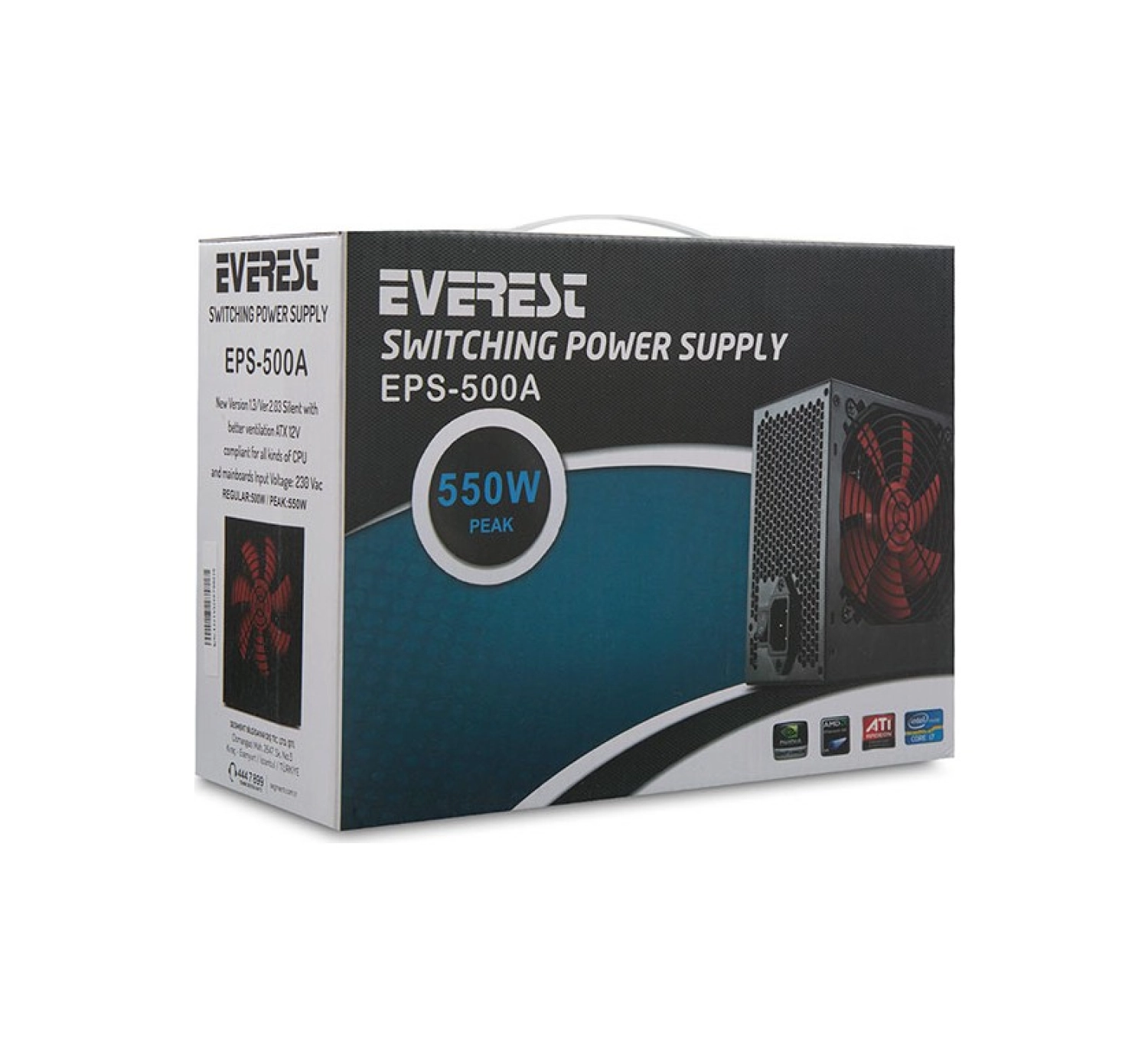 Everest Eps-500A Real 500W 12 Cm 4*Sata 12 Cm Power Supply - Görsel 5