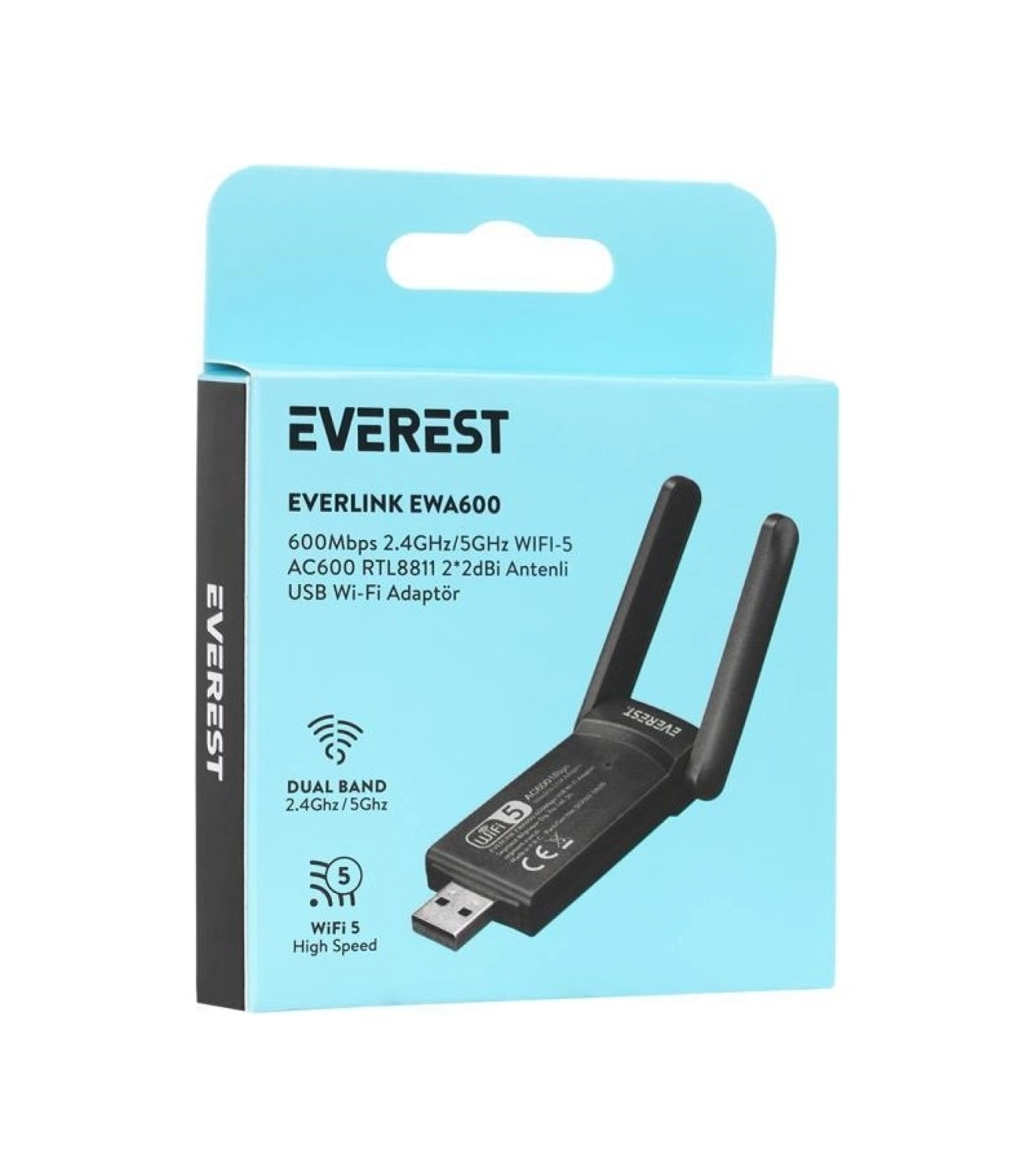 Everest Everlınk Ewa600 600Mbps 2.4Ghz/5Ghz Wıfı-5 Ac600 Rtl8811 2*2Dbi Antenli Usb Kablosuz Adaptör - Görsel 5