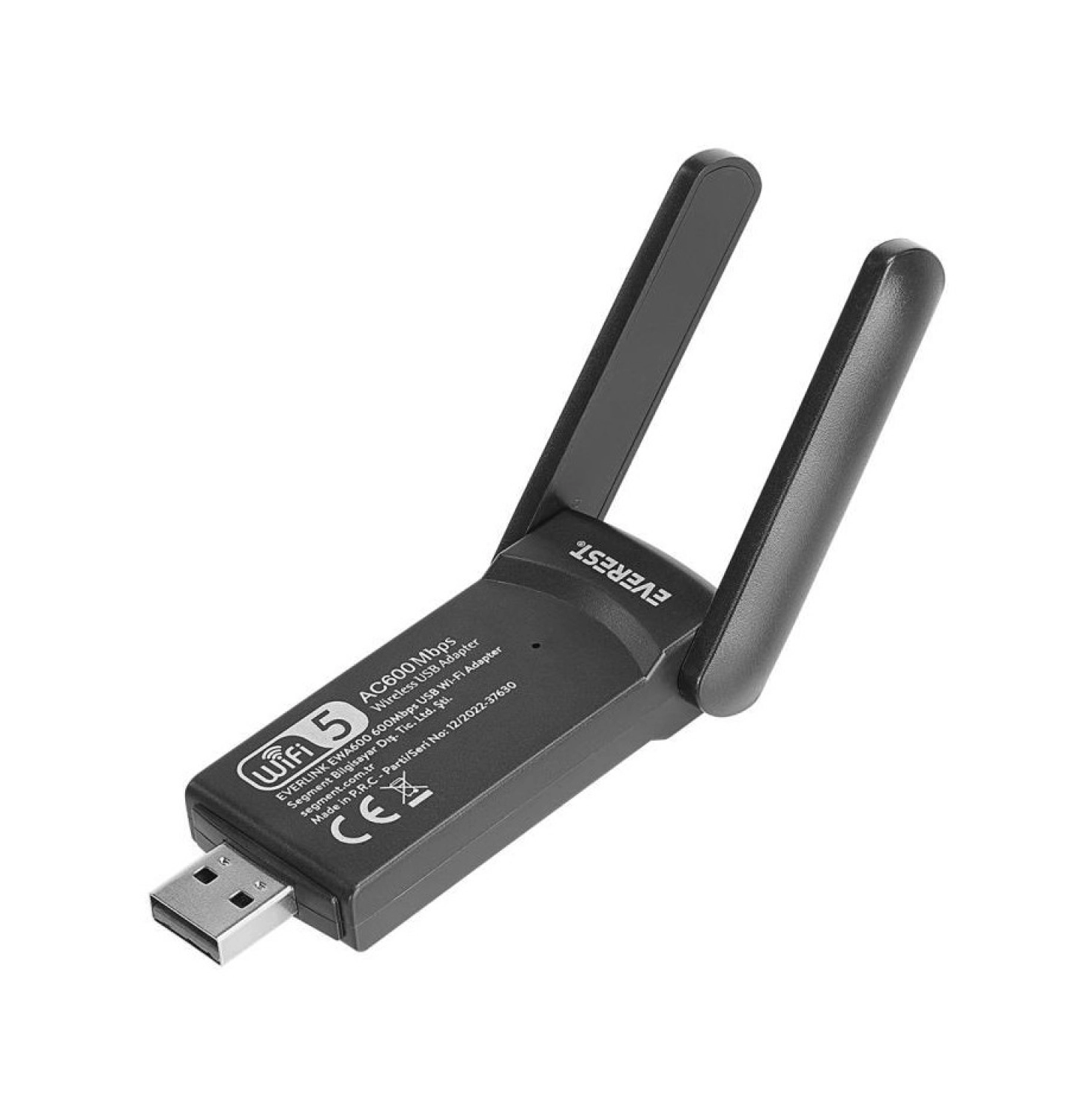 Everest Everlınk Ewa600 600Mbps 2.4Ghz/5Ghz Wıfı-5 Ac600 Rtl8811 2*2Dbi Antenli Usb Kablosuz Adaptör ürün görseli