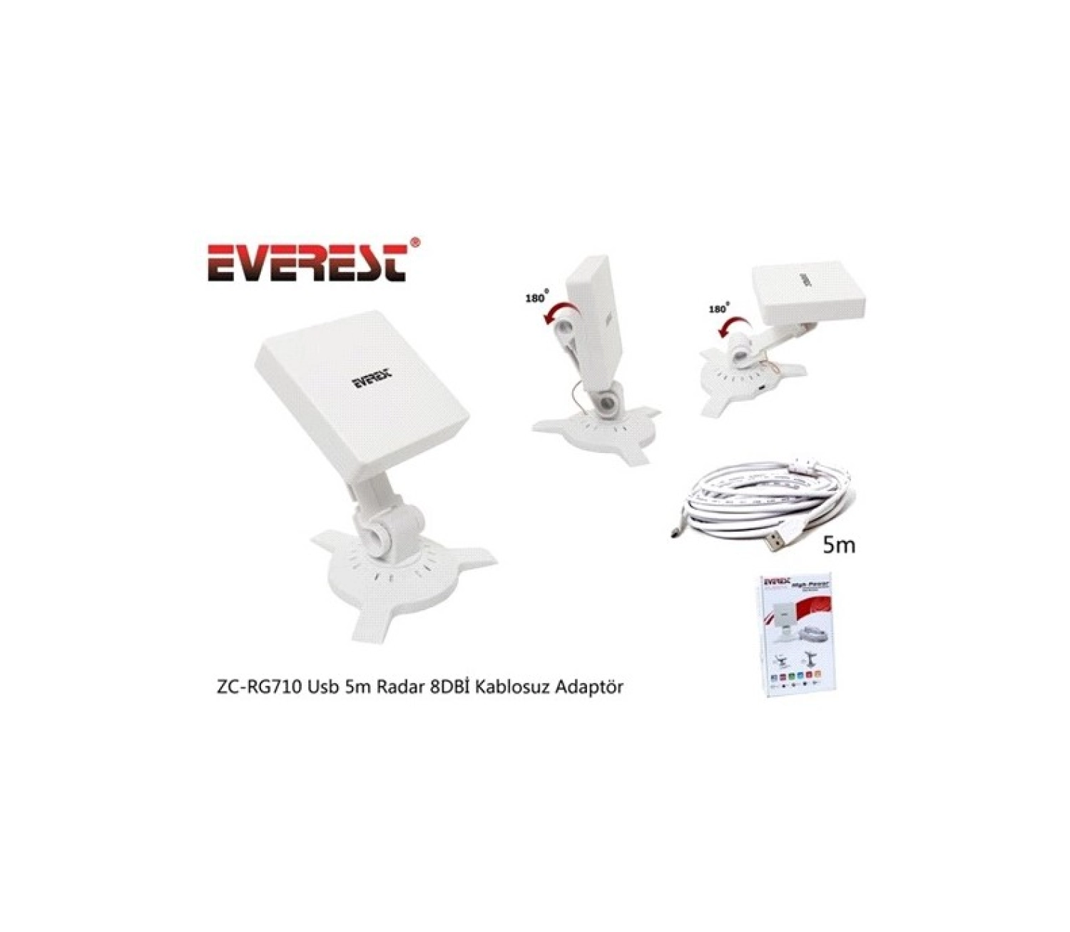 Everest Zc-Rg710 Usb 5M Radar 8Dbi Kablosuz Adaptör - Görsel 3