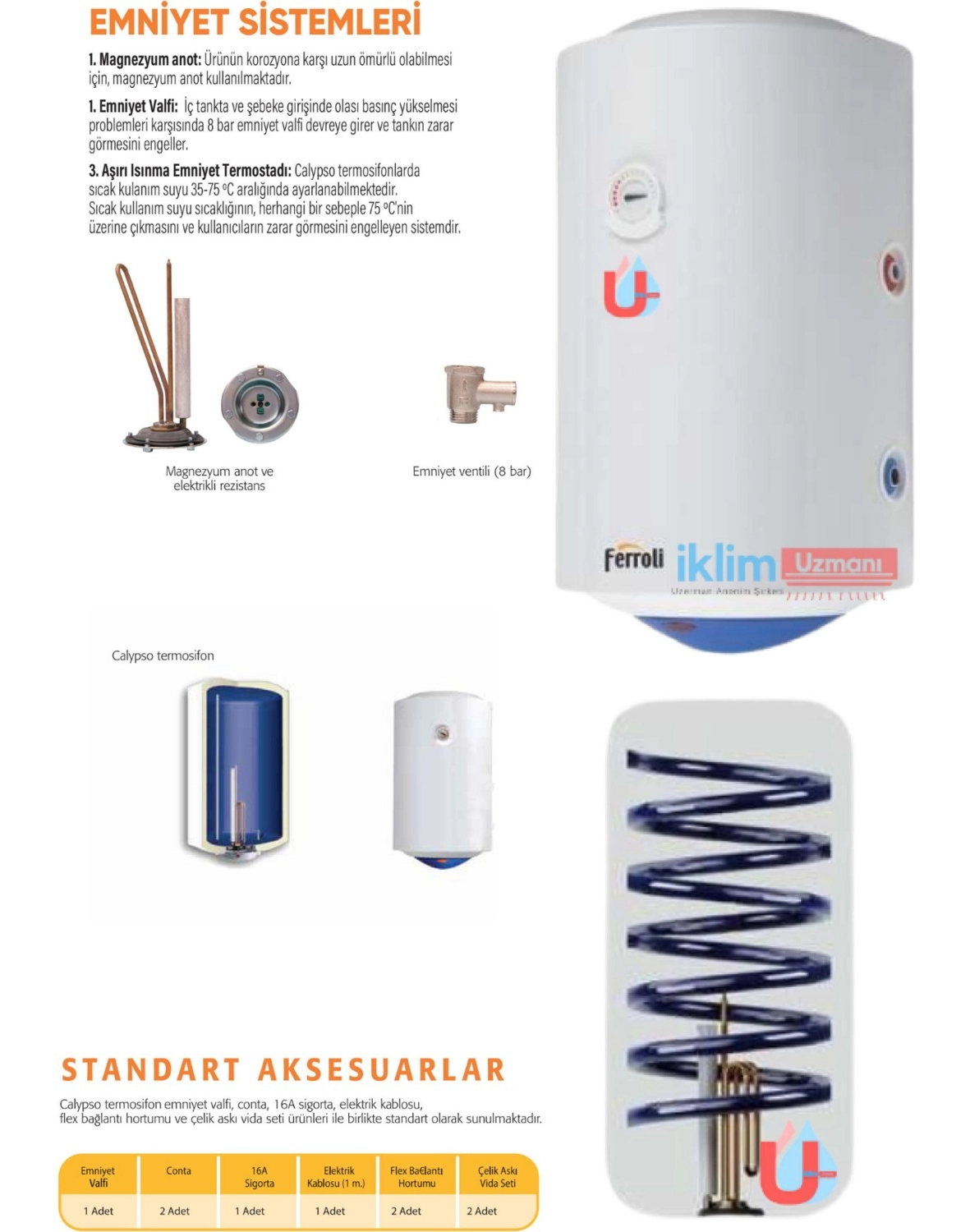 Ferroli Calypso 80 2000 W 80 Lt Termosifon - Görsel 4