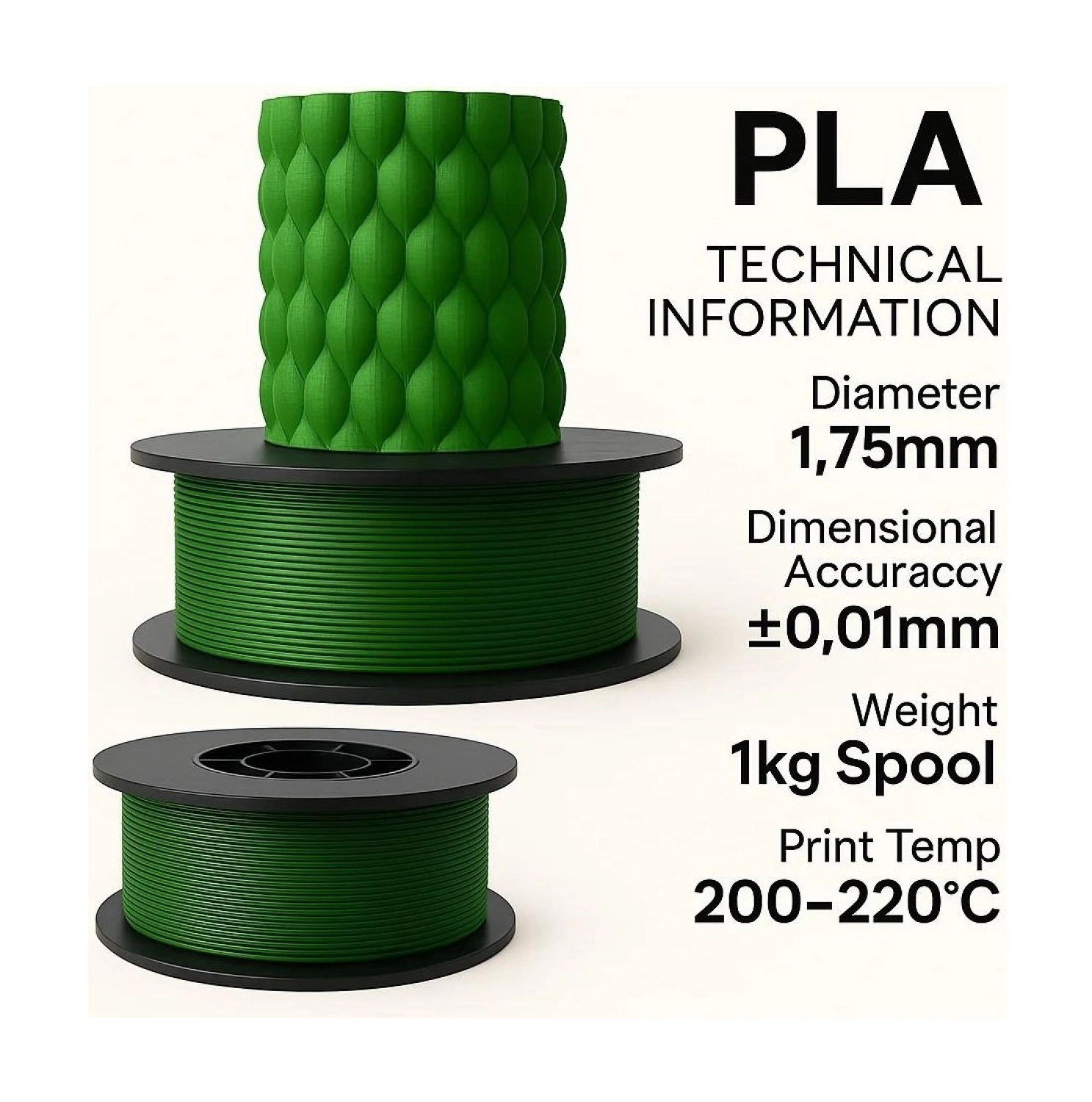 Filetto Pla+ Filament 1.75Mm Zümrüt Yeşili - Görsel 2