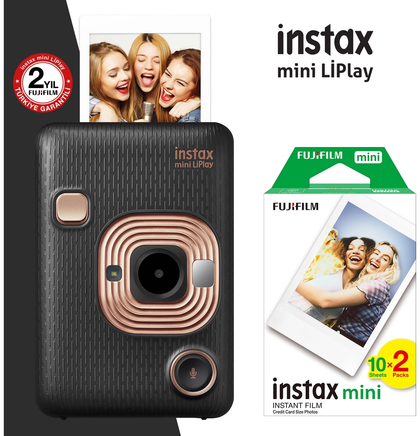 Fujifilm Instax Mini Liplay Hybrid Elegant Black Fotoğraf Makinesi 20'Li Mini Film ürün görseli