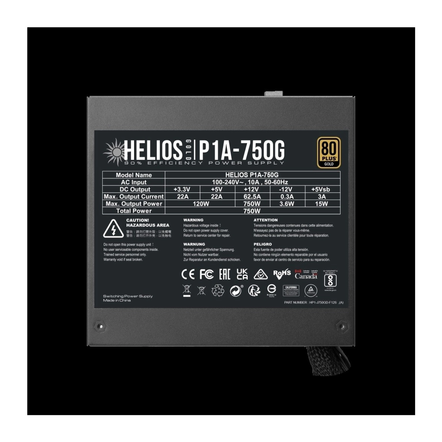 Gamdias Gamdıas Helıos P1A-750G, 750W, 80+ Gold, Aktif Pfc, Gaming, Atx, Power Supply (Psu) - Görsel 4
