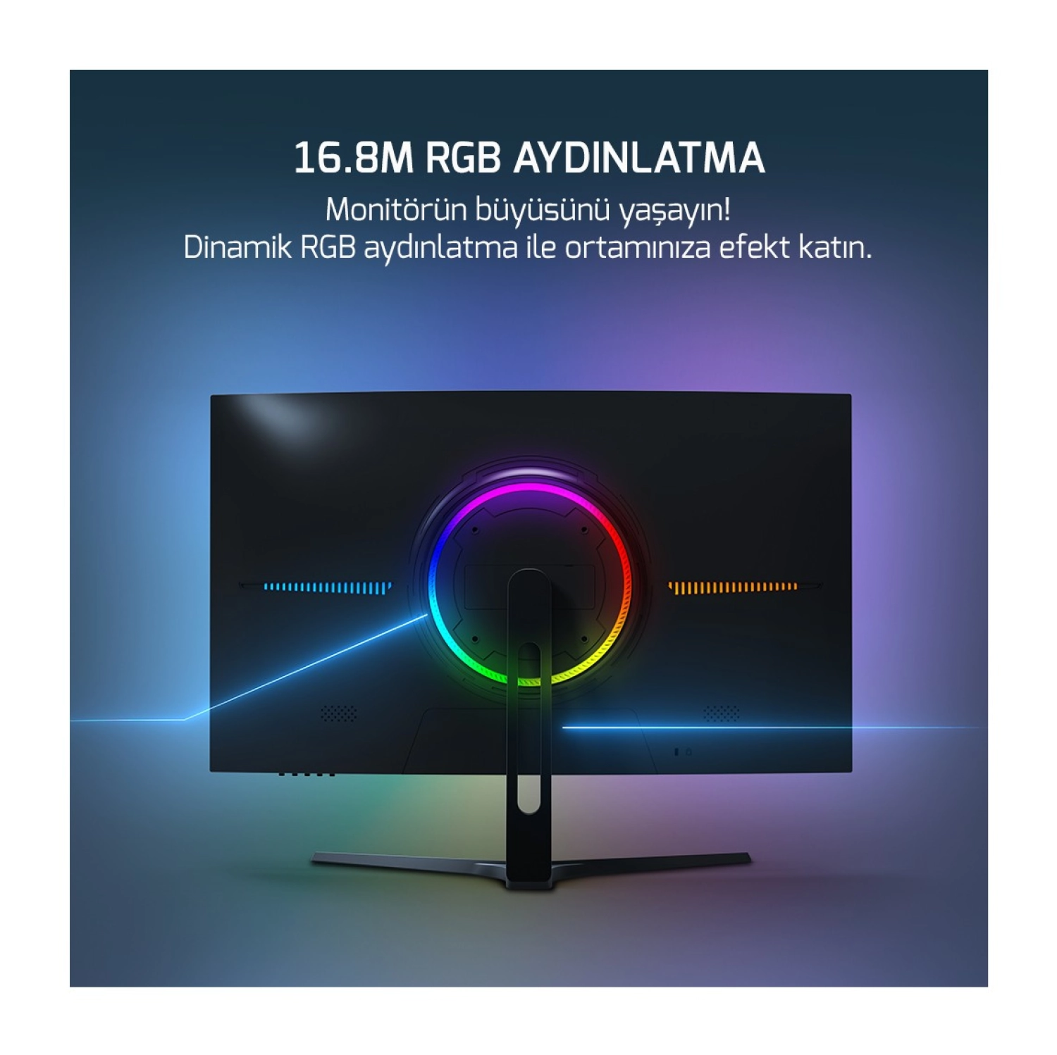 Gamepower 27'' Vivid V80 Va Panel Curved Rgb 280Hz 0.5Ms Fhd 2X2W Speaker Gaming Monitör (Sıfır Ölü Piksel Garantili) - Görsel 5
