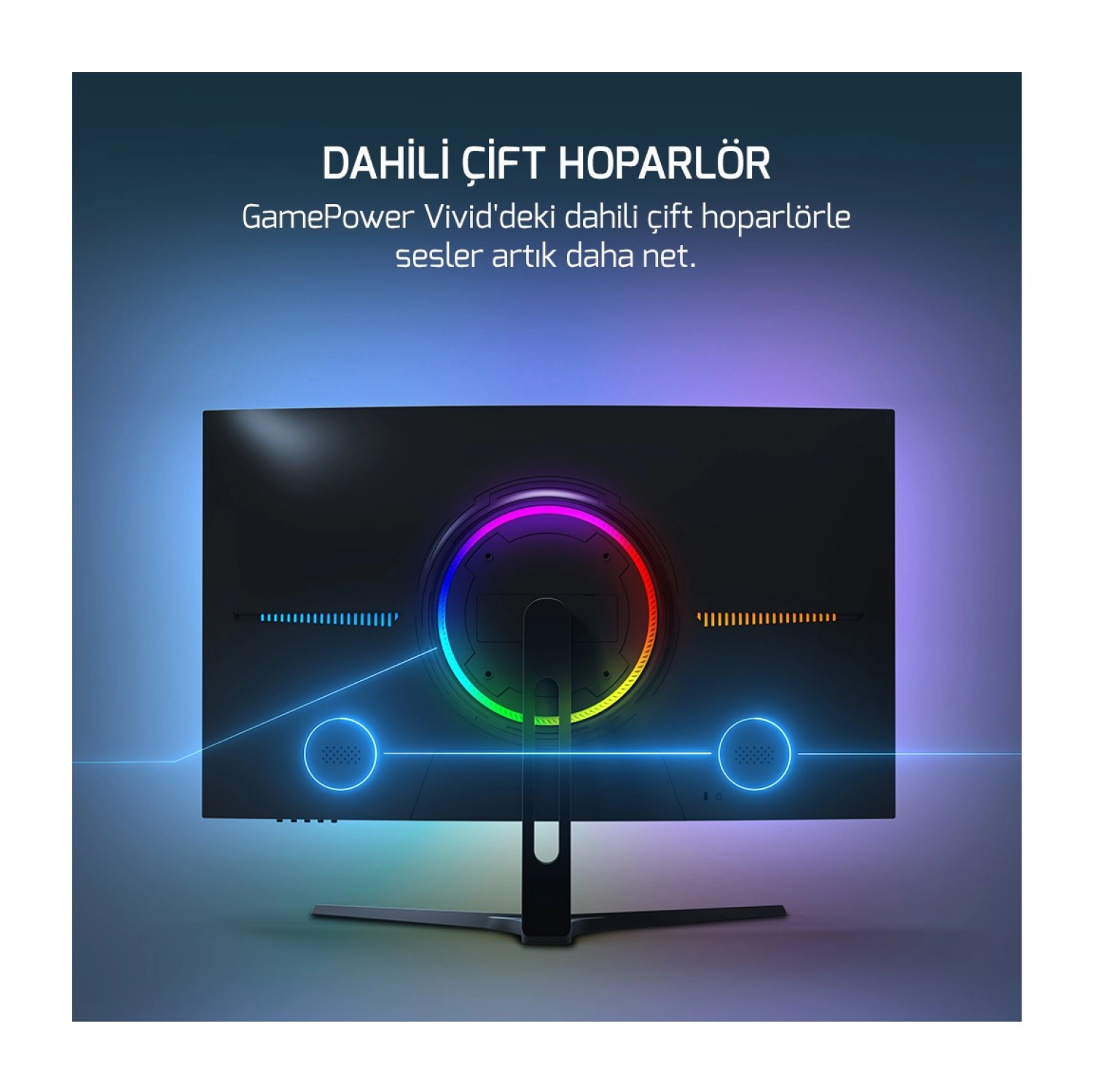 Gamepower 27'' Vivid V80 Va Panel Curved Rgb 280Hz 0.5Ms Fhd 2X2W Speaker Gaming Monitör (Sıfır Ölü Piksel Garantili) - Görsel 3